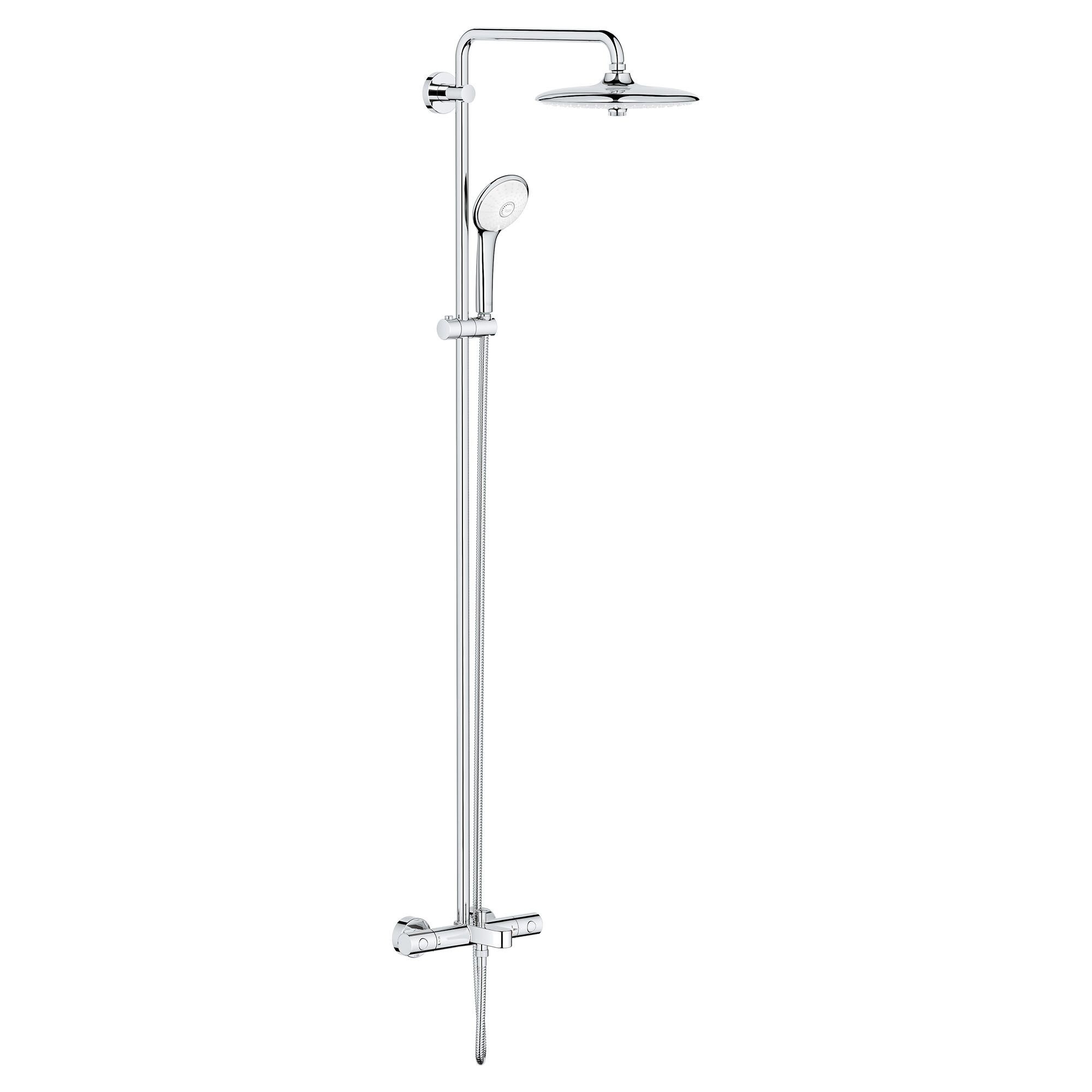 GROHE 26486000 Retro-Fit Starlight Chrome Dual Head Shower Faucet Bar System with 6-way Diverter