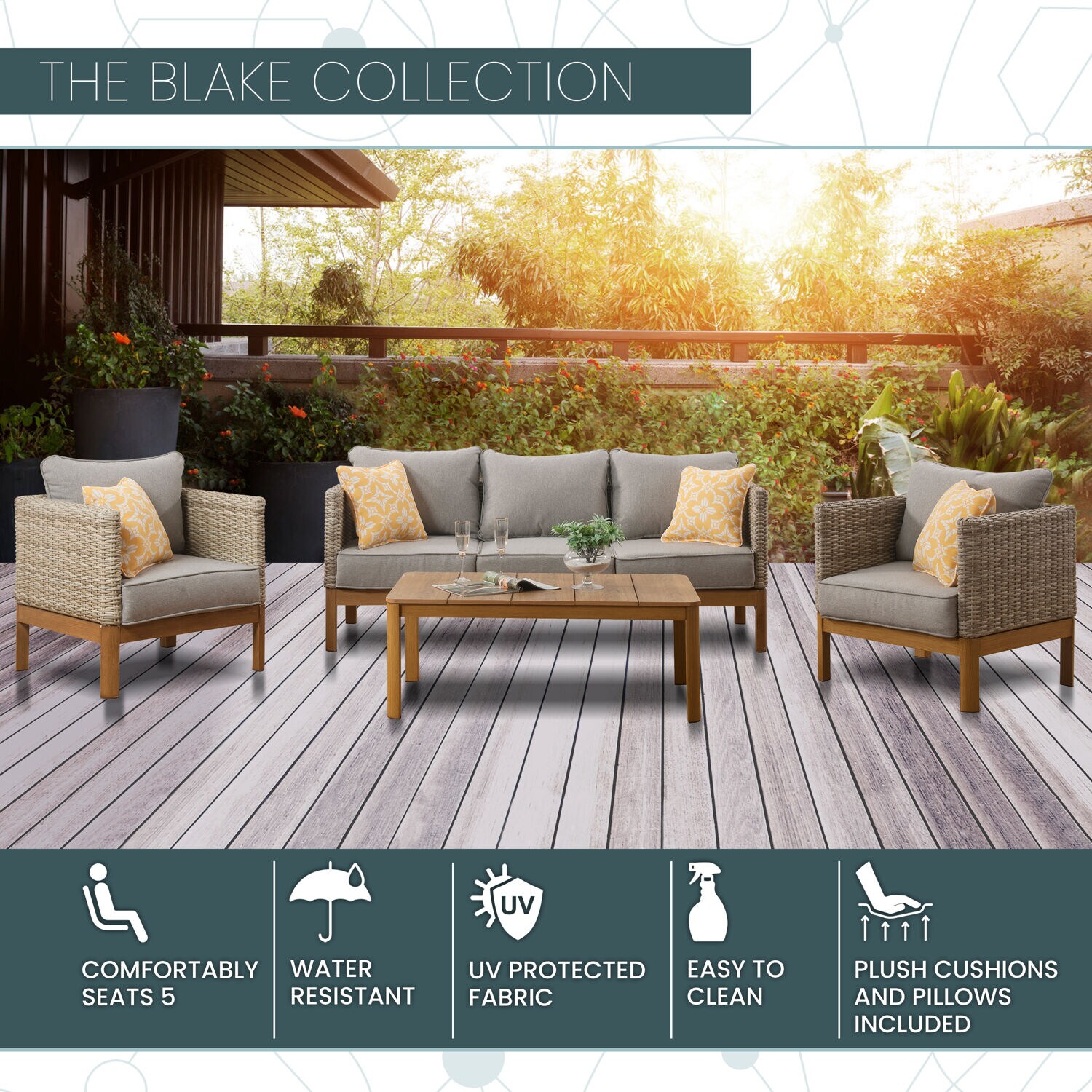 Mod Furniture BLAKE4PC-GRY Patio-Conversation-Sets - View #2
