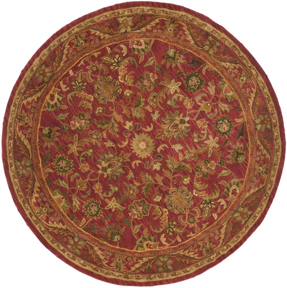 Safavieh AT52E-6R Antiquity Rudbar 6 x 6 (ft) Tufted Wool Red/Red Round Indoor Floral/Botanical Vintage Area rug