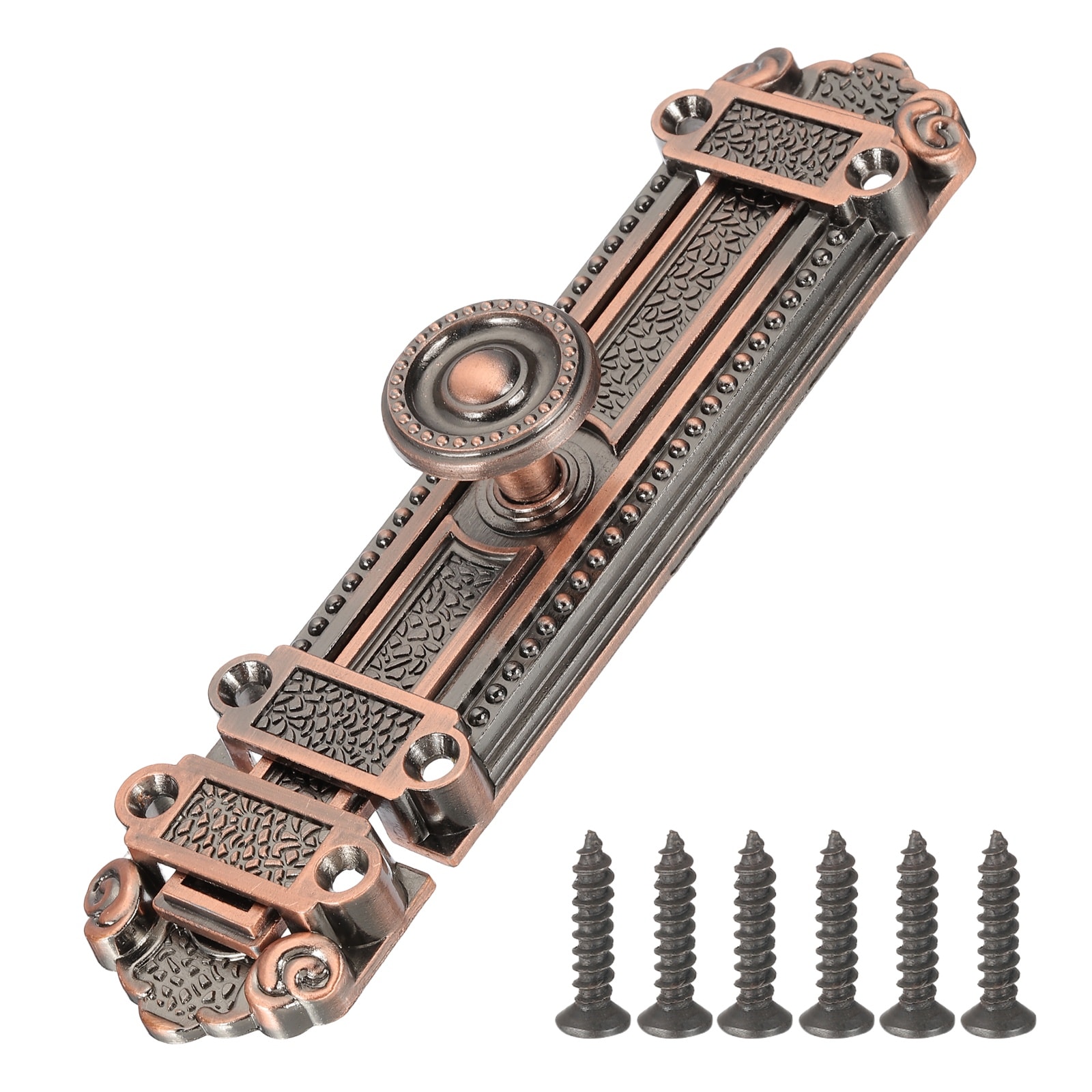 Unique Bargains Slide Barrel Bolt Latch 7inch Vintage Decorative Sliding Lock with Mounting Screws for Wooden Door Barn Fence Shed Window Red Bronze #S26031300UX5965