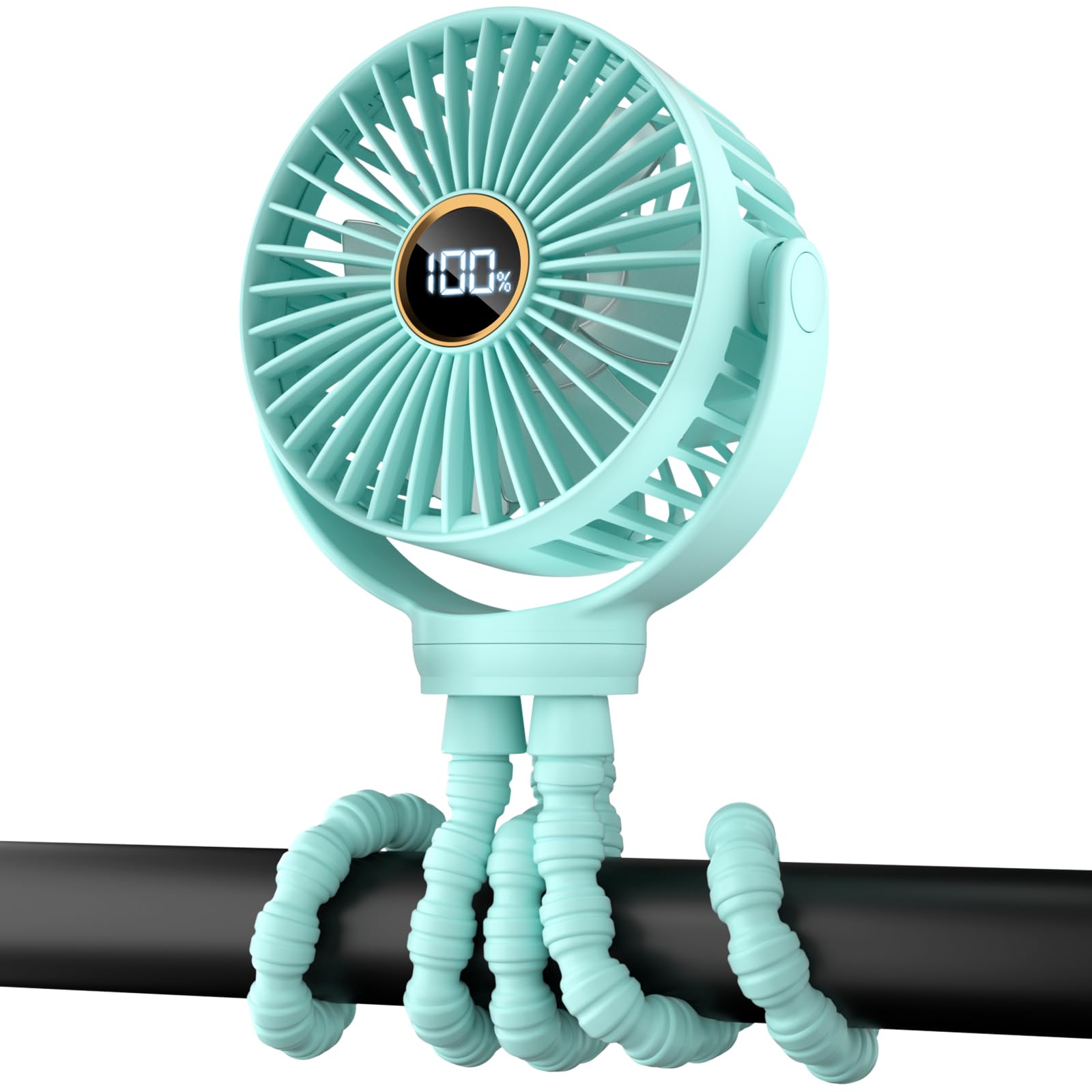 AKSCYZM  Portable Mini Stroller Fan Aqua 3 Speed Personal Cooling Fan Flexible Tripod Clip 360 Degree Rotation for Baby Car Seat Treadmill Wagon