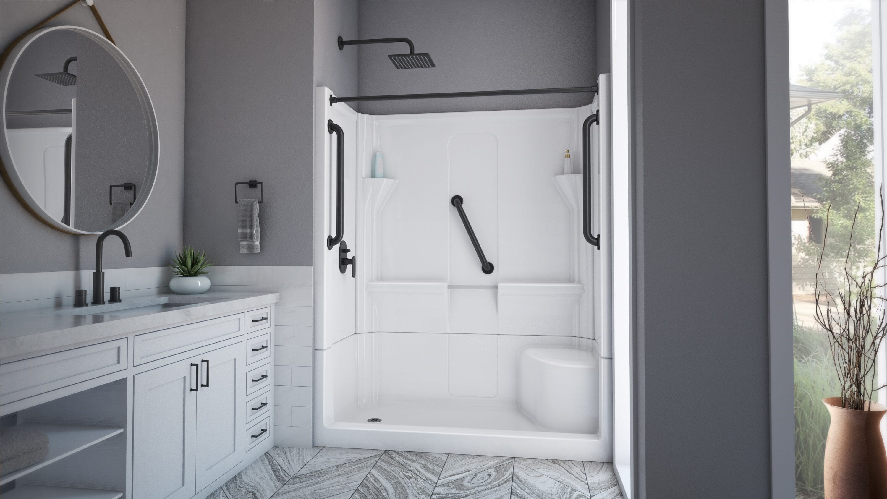 Laurel Mountain 6030SH1S4PSRWM2 Alcove-Shower-Kit - View #5