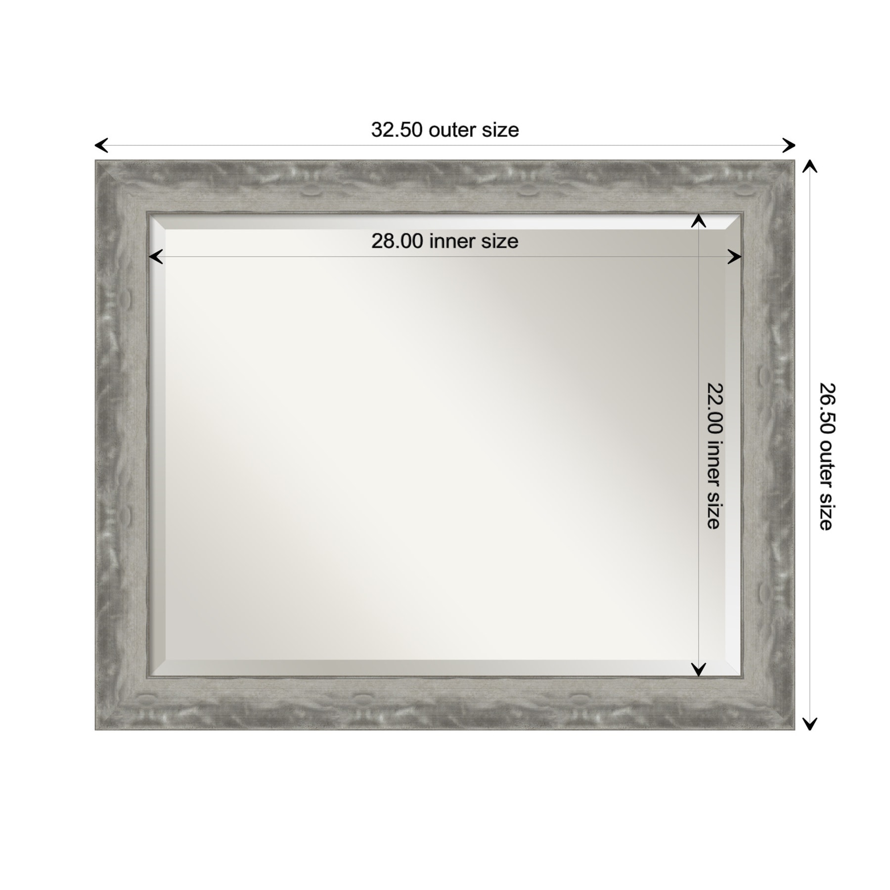 Waveline Silver Full-Length Rectangular Bathroom Mirror