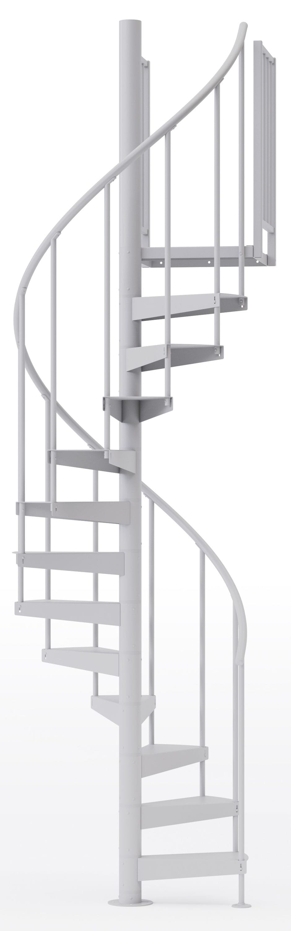 Mylen Stairs EP42W09W002 Condor 42-in x 11.25-ft 2 Platform Rails White Spiral Staircase Kit , Fits Height: 85-in to 95-in (9 treads) ( 9 Treads )