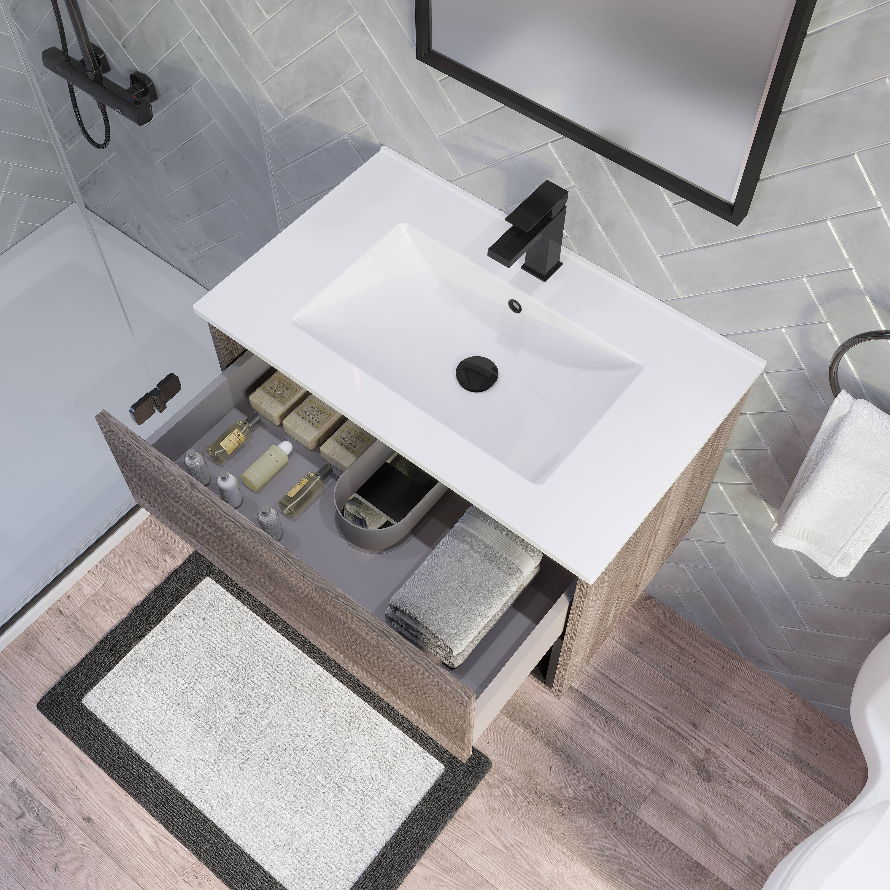Spa Bathe Matthew 30-in Gray Single Sink Bathroom Vanity with White ...