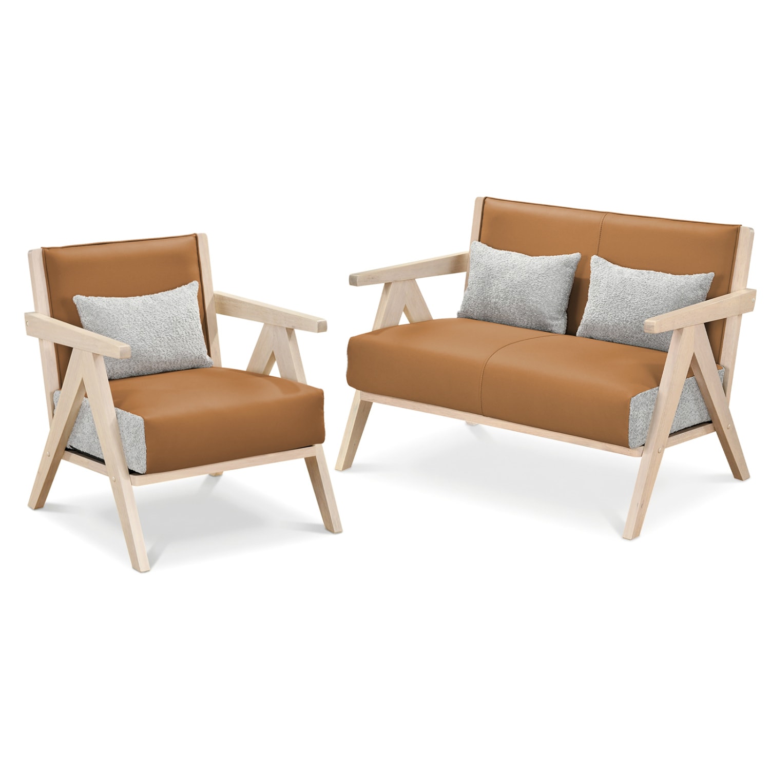 Slickblue - Modern Throw Pillow 2 Piece Living Room Set for Apartment and Lounge Room - Gray/Brown