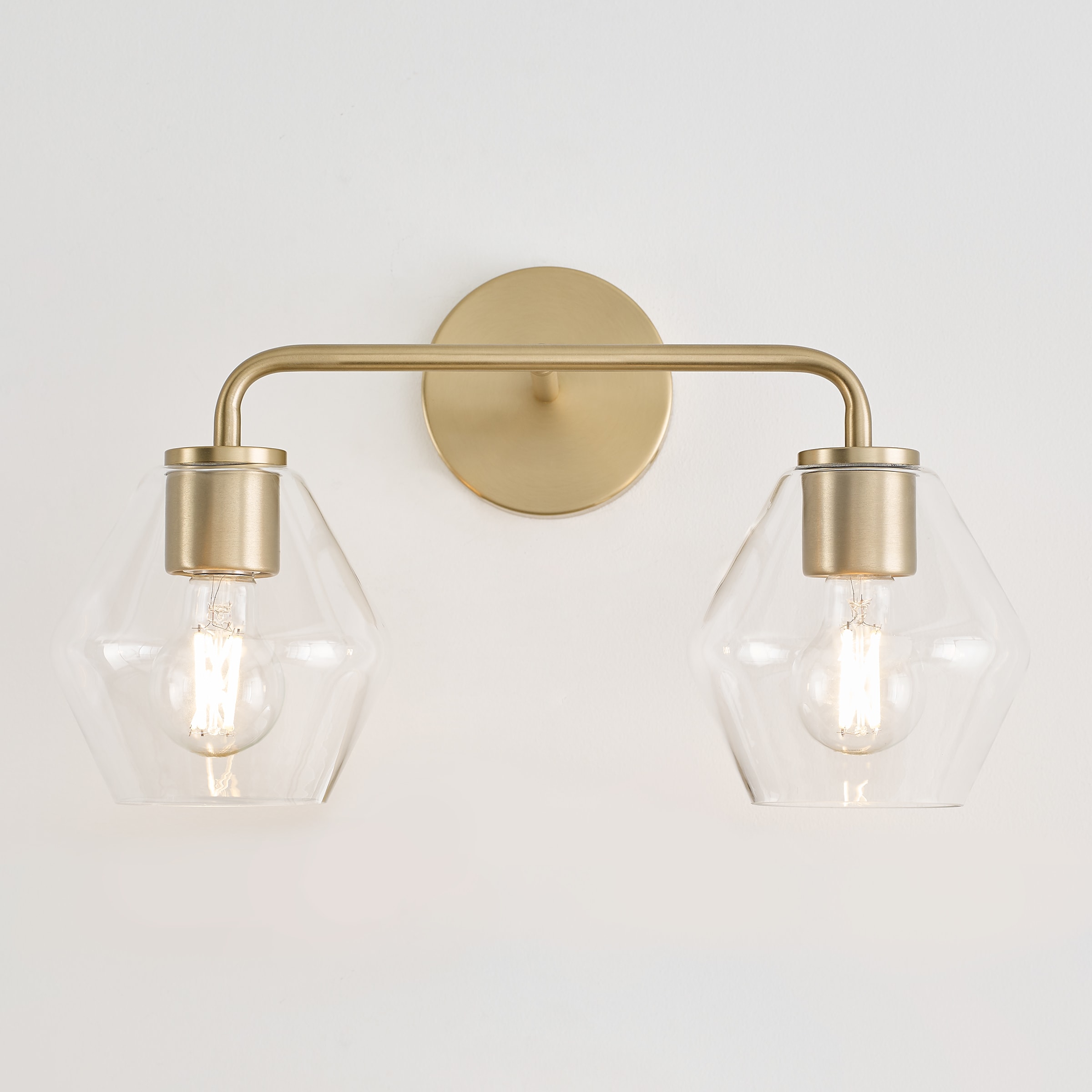 Jett 17" Satin Brass Vanity Light with Clear Glass Shades