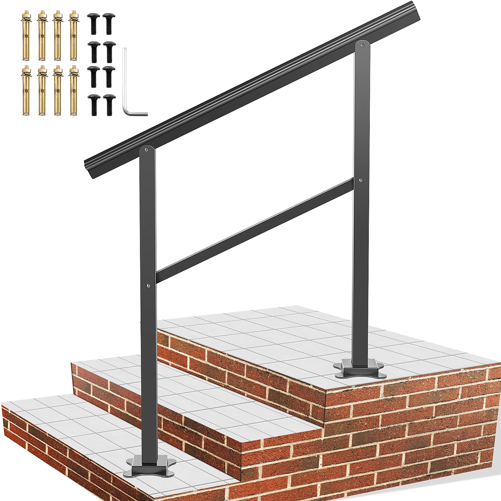 VEVOR Outdoor Handrail 165LBS Load Handrail Outdoor Stairs Aluminum ...