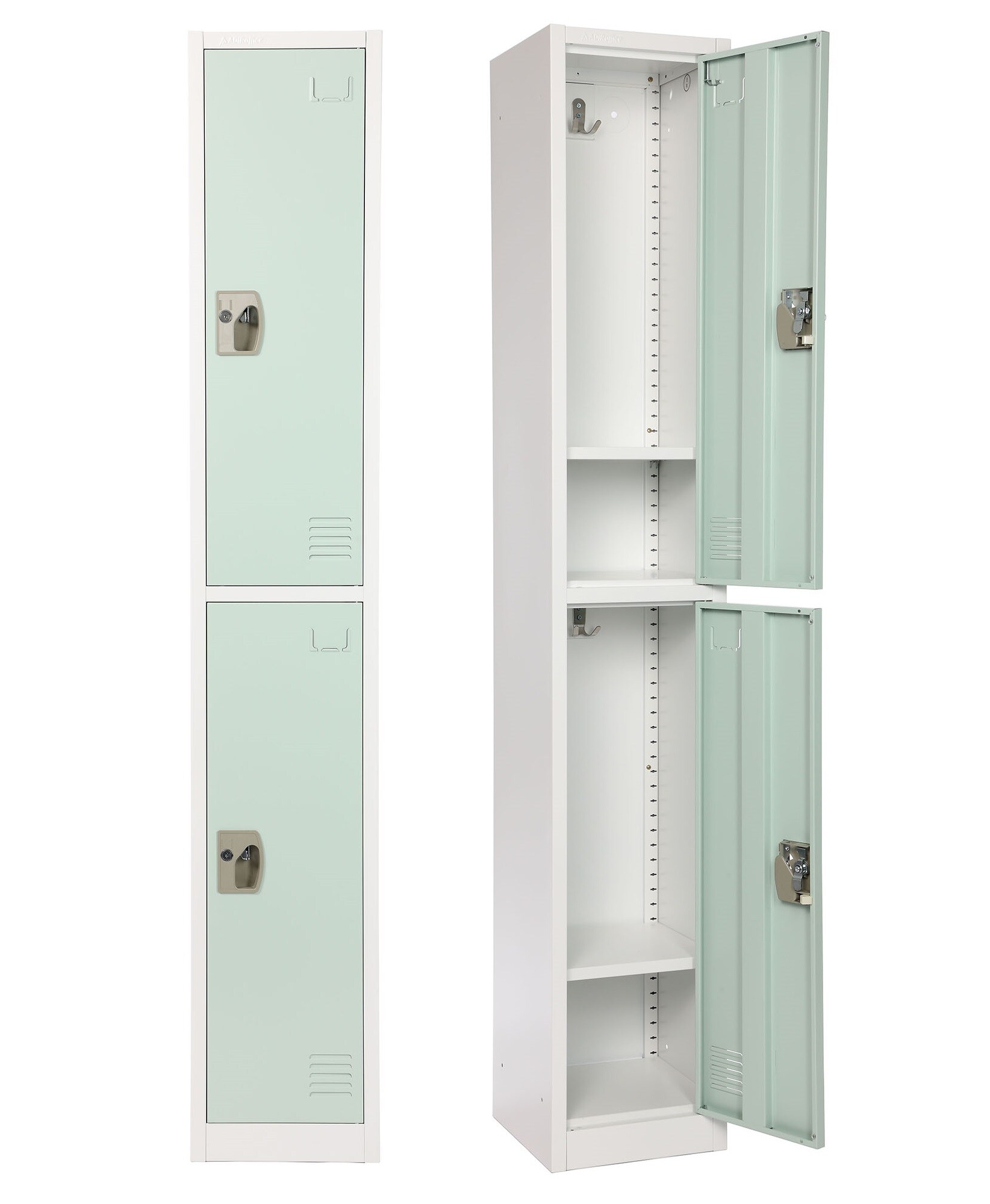 Misty Green Steel 2-Tier Office Locker with Adjustable Shelving