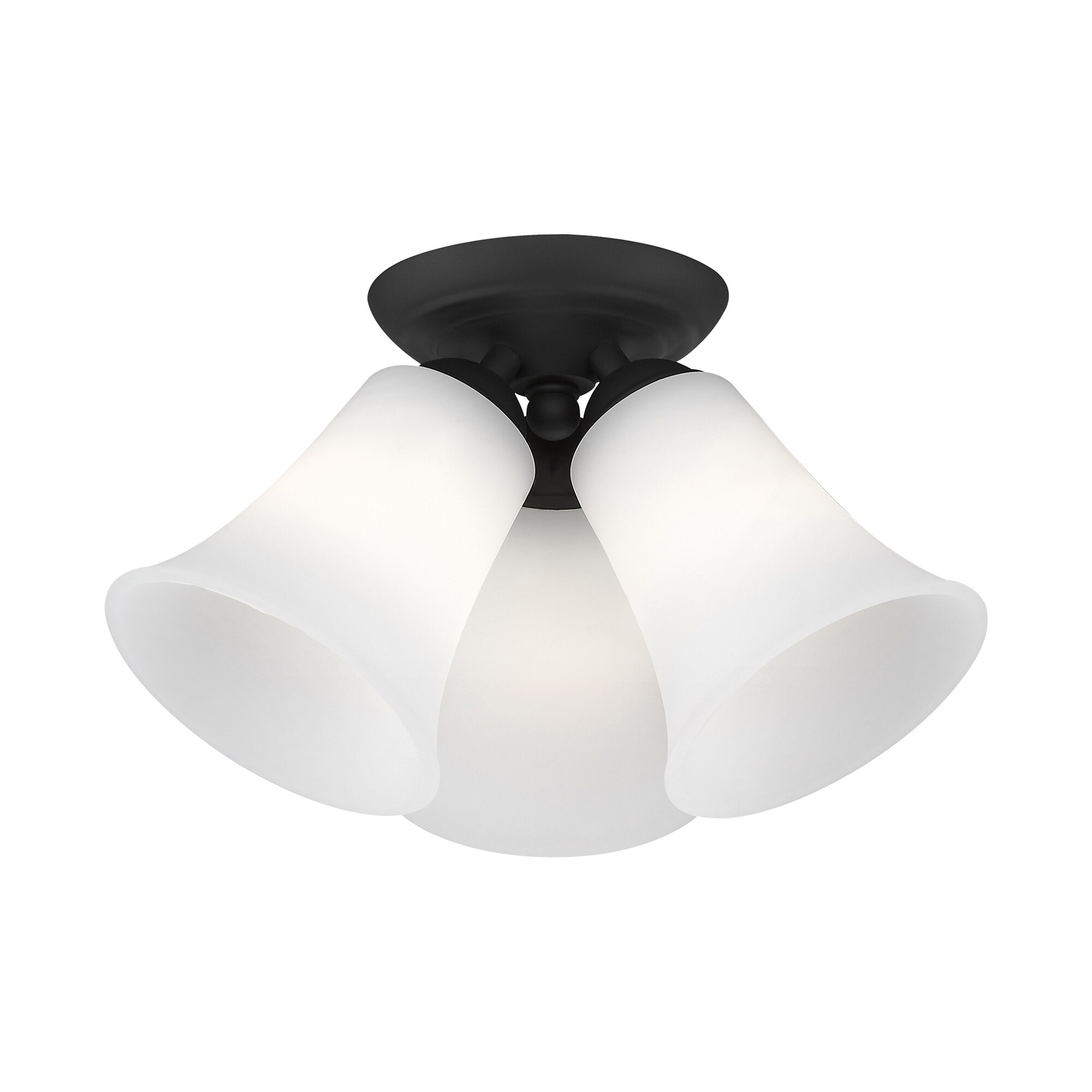 Ridgedale Satin Opal 3-Light Black Flush Mount Ceiling Fixture