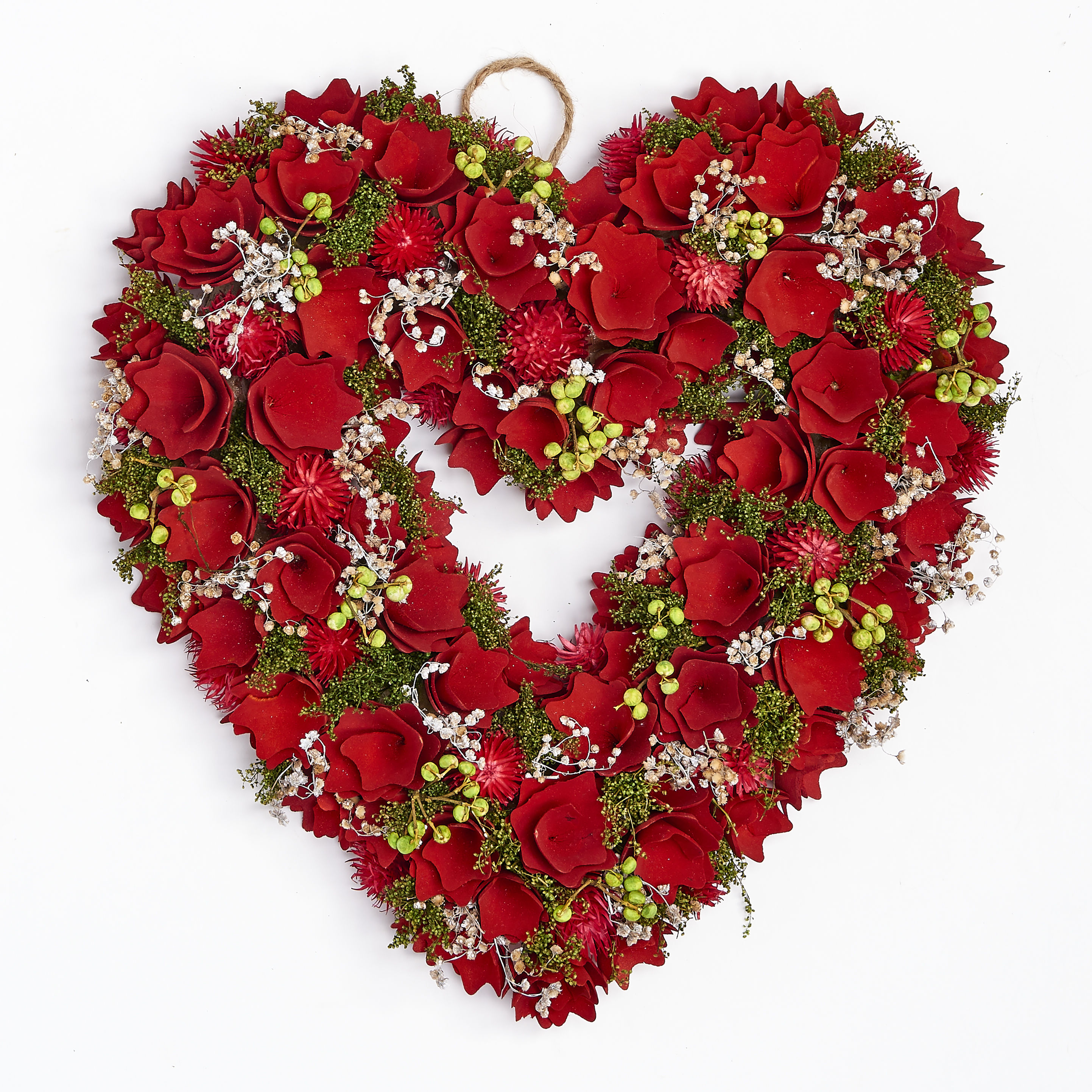 Red Heart Wreath, Valentines Day Heart Shaped Wreath/valentines Day  Decoration for Front Door or Entry Way or Any Wall, Small 
