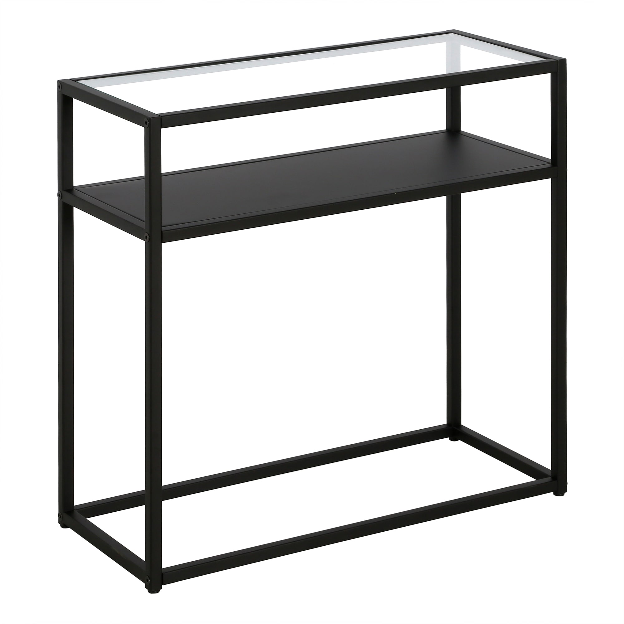 Hailey Home ST1318 Ada 24-in W x 24-in H Blackened Bronze Glass Rectangular Industrial End Table Assembly Required