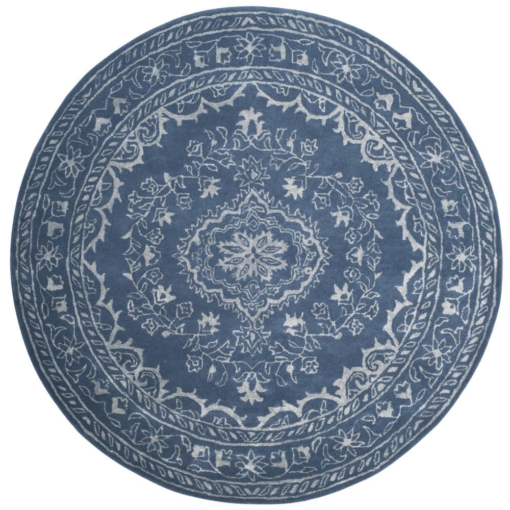 Safavieh GLM533B-6R Glamour Juno 6 x 6 (ft) Tufted Synthetic Blue Round Indoor Floral/Botanical Vintage Area rug