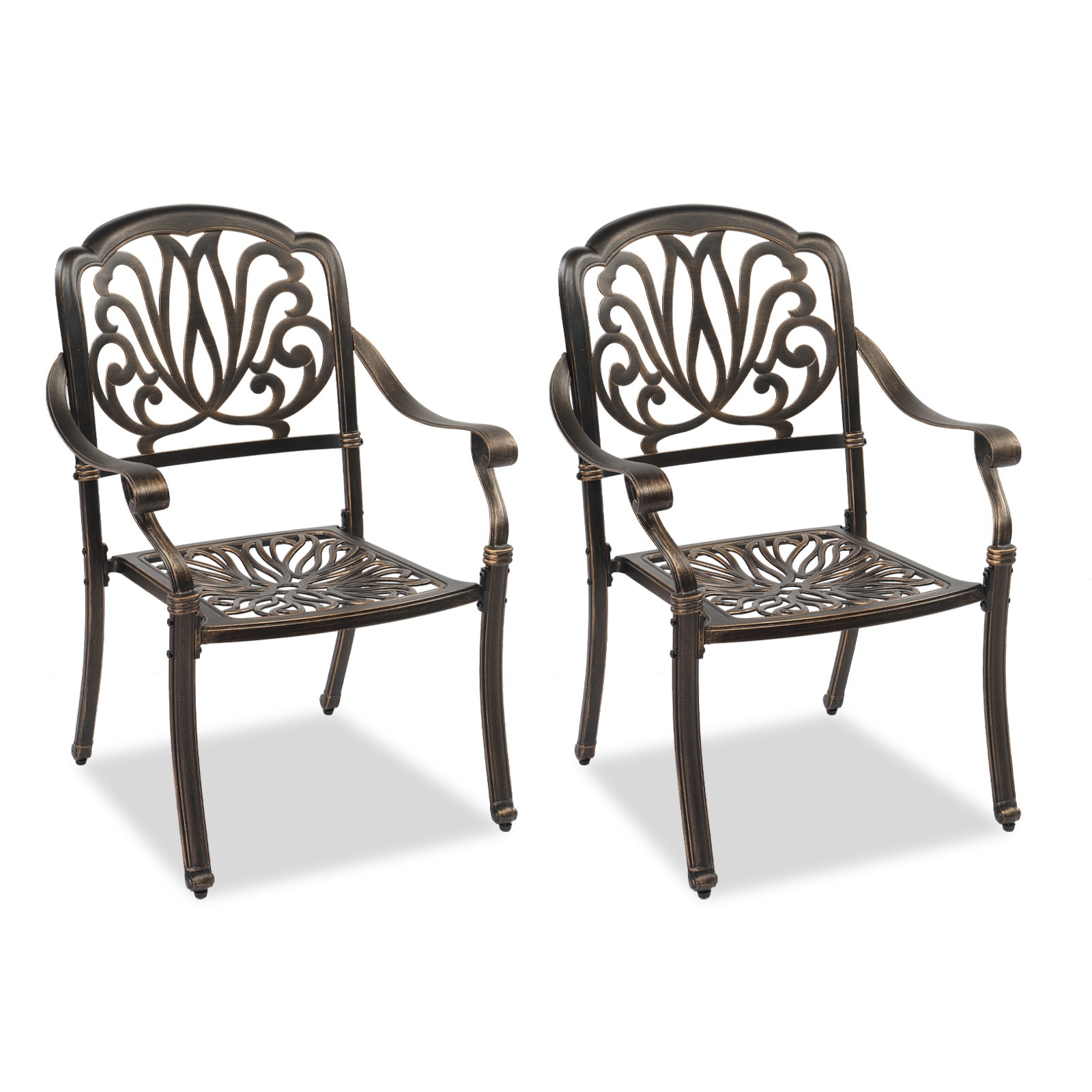 Winado LO1G56000614 Aluminum chair Set of 2 Stackable Bronze Aluminum Frame Stationary Dining Chair with Mesh Seat