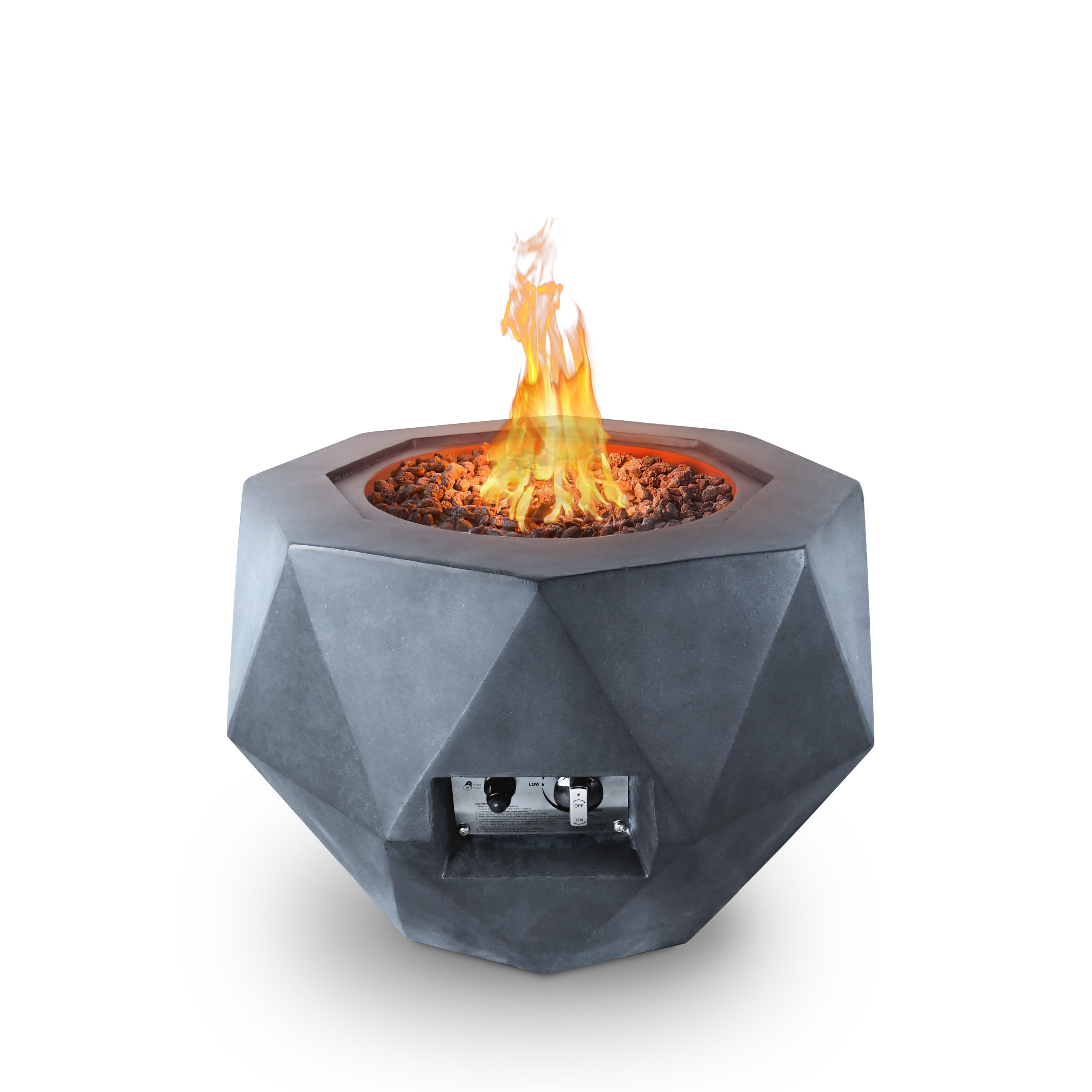 KANTE 25.2-in W Charcoal Portable Concrete Round Propane Gas Fire Pit A ...