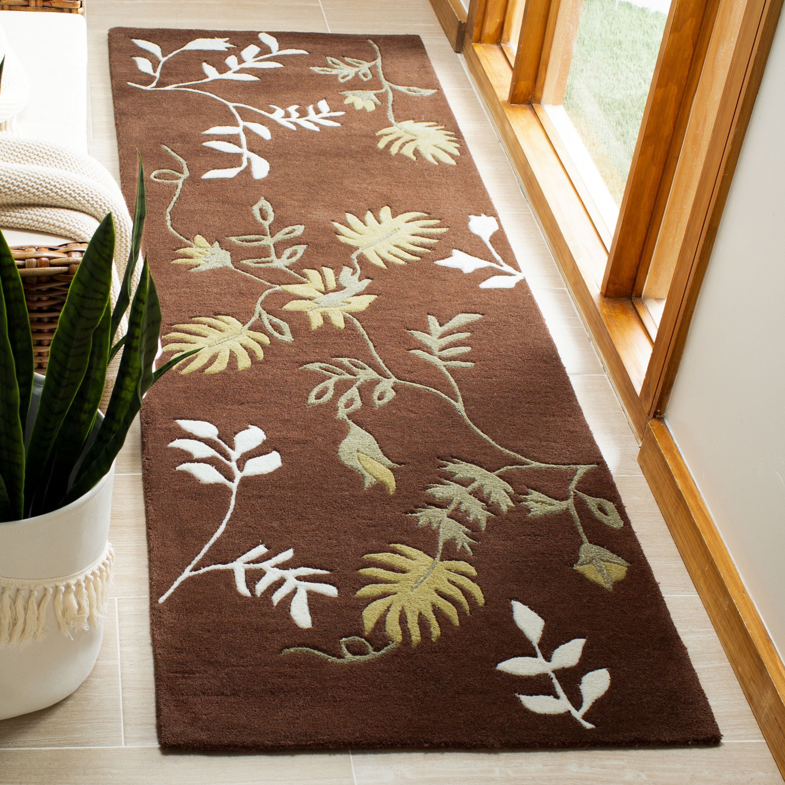  Soh313 Brown Contemporary 2ft-6in x 8ft Runner Rug
