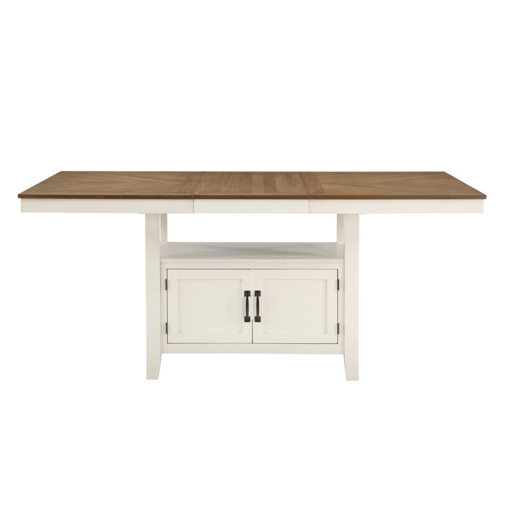 Steve Silver Hyland Milk and Honey Two - Tone Finish Farmhouse Extending Removable leaf Wood veneer Counter Table, with Milk and Honey Two - Tone Finish Finish and Wood 80-in L x 36-in H