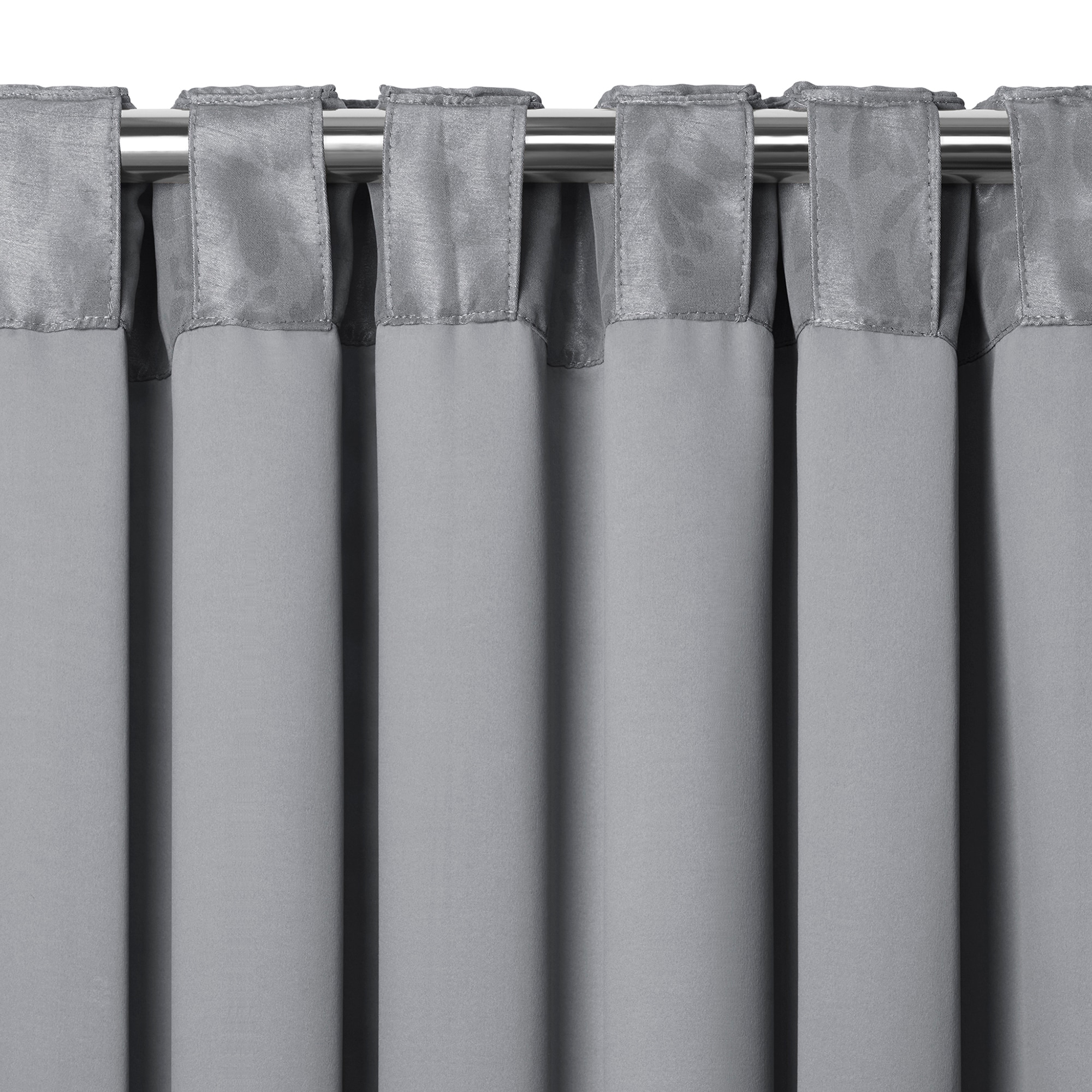 Silver Floral Damask Blackout Ground Length Window Curtain Panel