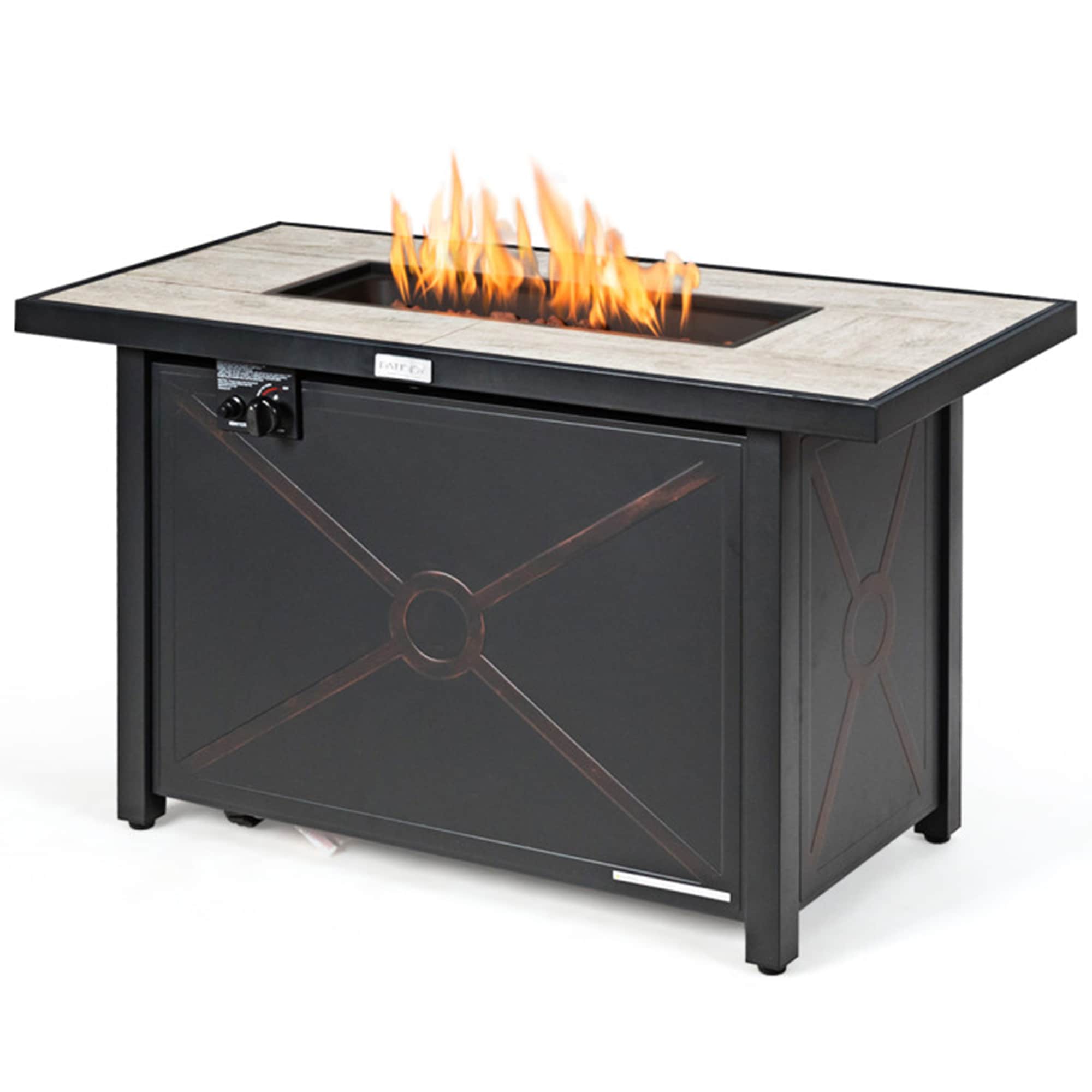 Mondawe MO-FP06-C 42-in W Black Steel Rectangle Tabletop Liquid propane Fire pit