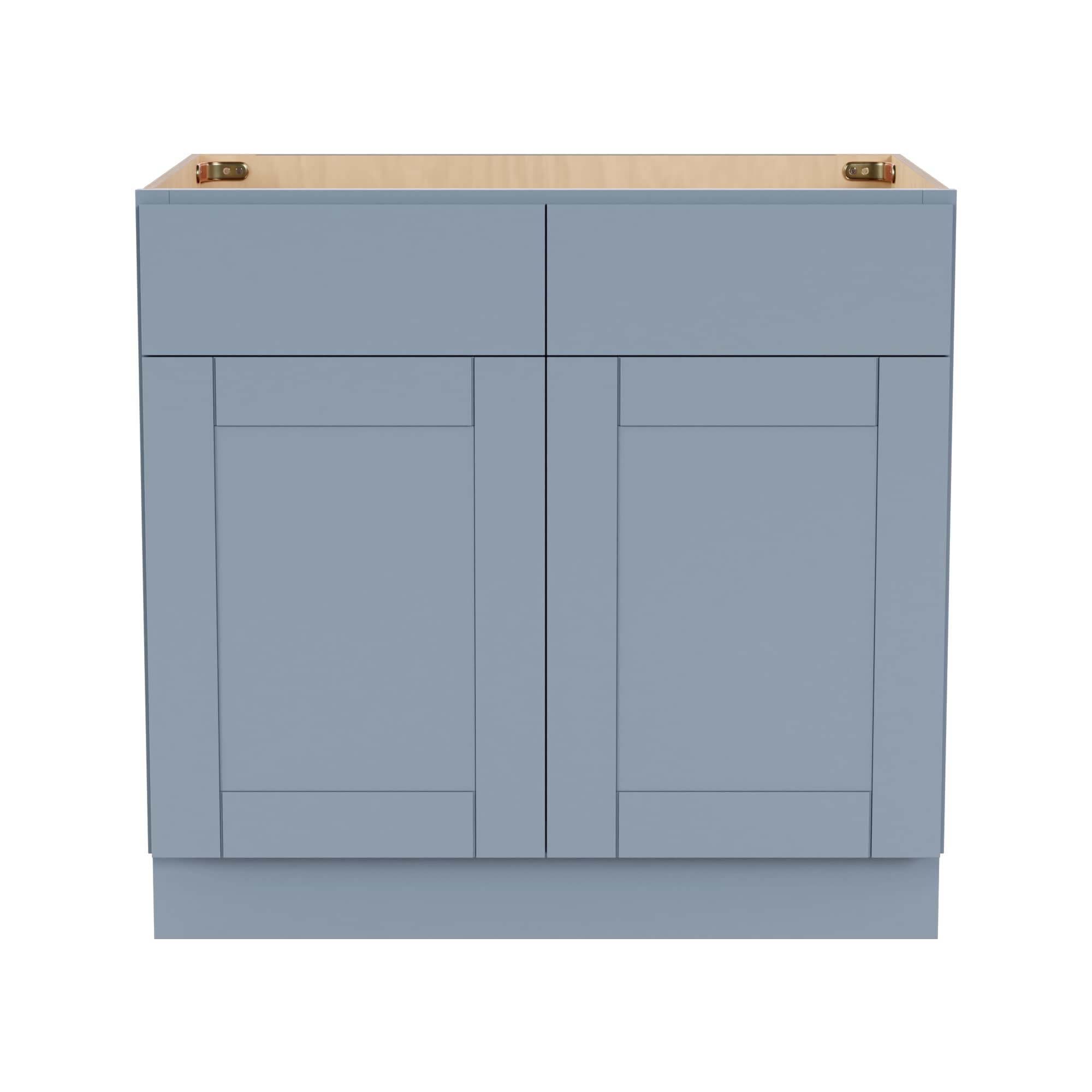 Arcade Green 404B3624 36-in W x 34.5-in H x 24-in D Gray Birch 2 -Drawers Base Fully assembled Plywood Cabinet Shaker)