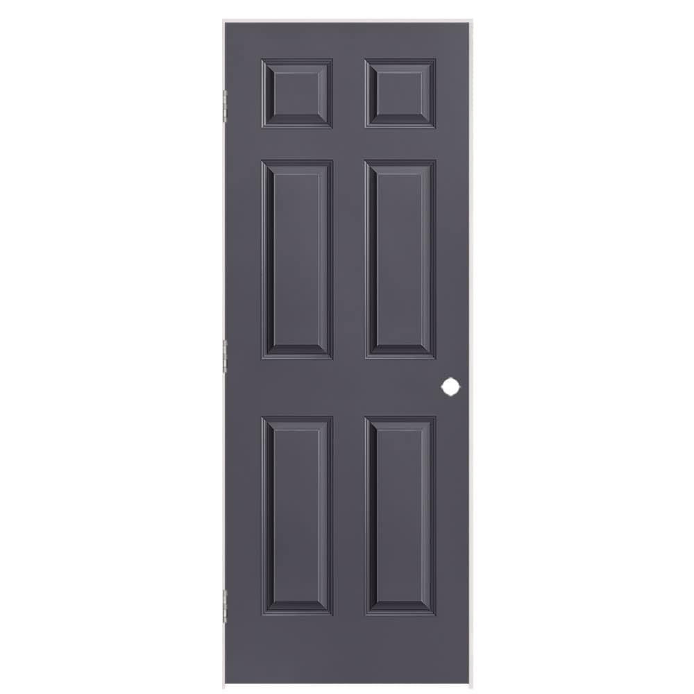 Masonite 1317226 30-in x 80-in Slate Hollow core 6-panel Left hand Smooth Prefinished Molded composite Flat Jamb Single Prehung Interior Door