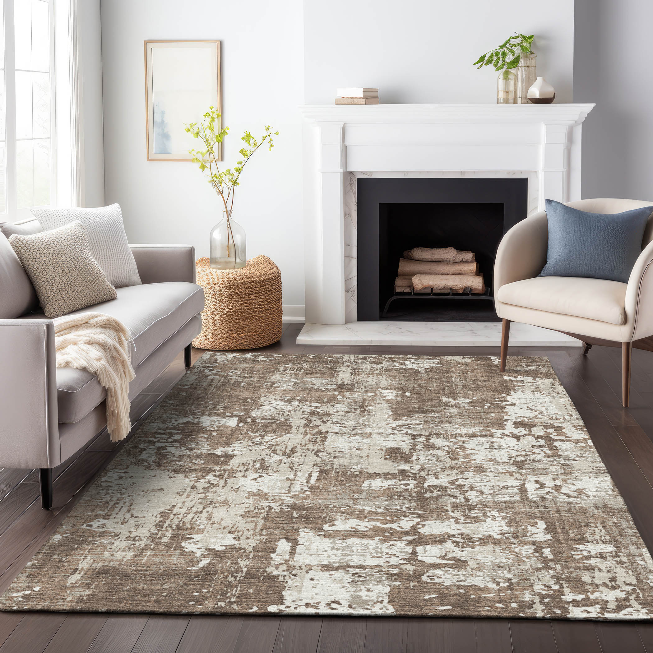 Addison Rugs ACN1008BR3X5 Chantille ACN1008BR 3 x 5 (ft) Polyester Brown Rectangular Indoor/Outdoor Geometric Machine washable Area rug