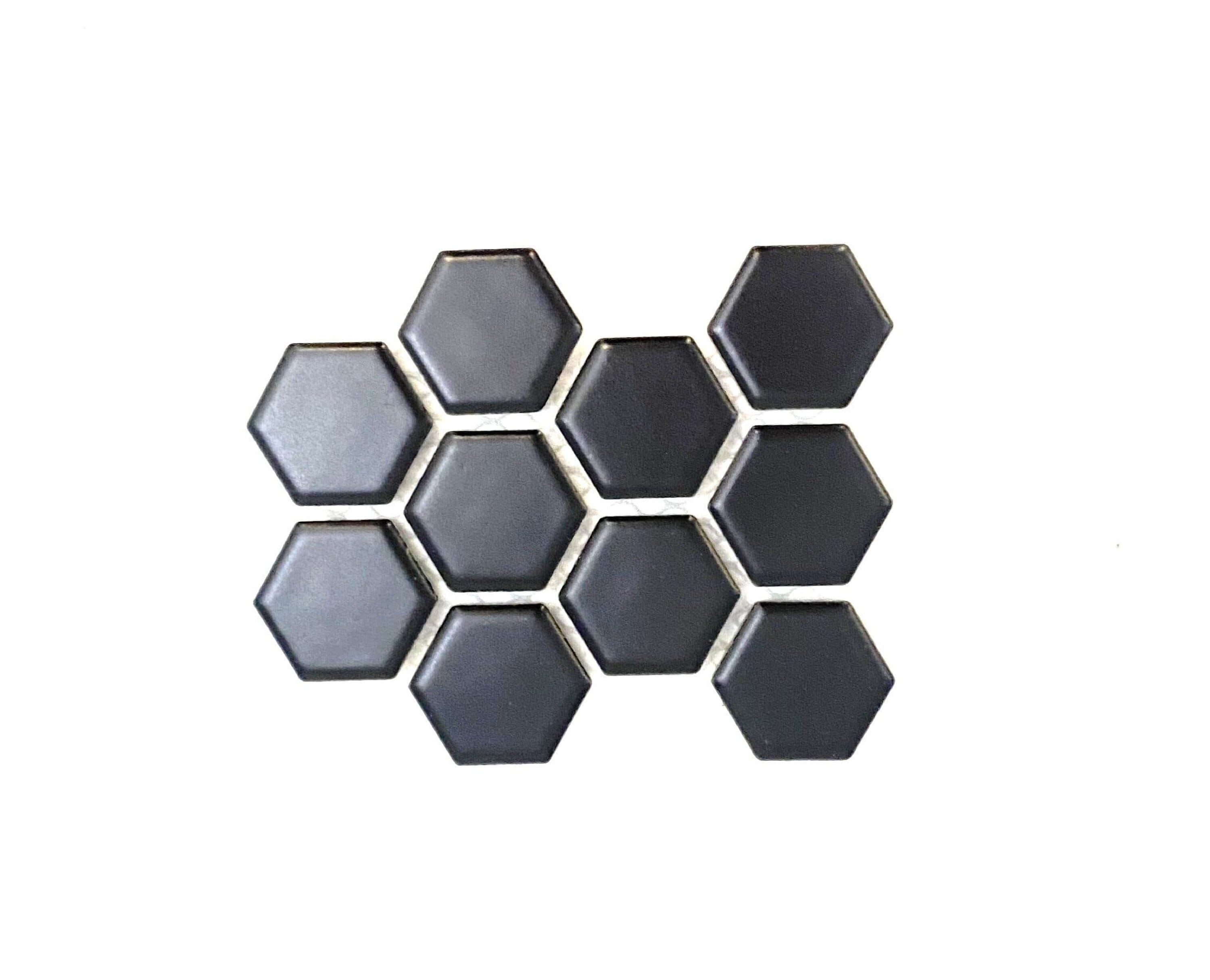 Splash Mosaic Tile SPUFCC114-SAM Sample- CASCADE Black 3-in x 3-in Satin Porcelain Floor and Wall Tile