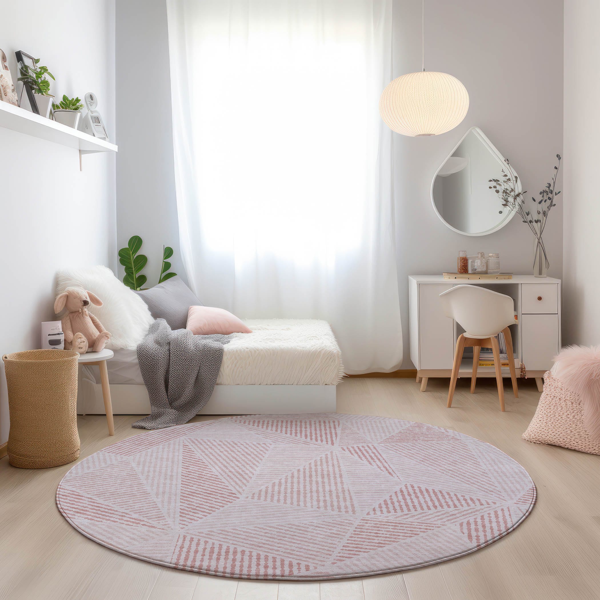 Addison Rugs ACN618BL8RO Chantille ACN618BL 8 x 8 (ft) Polyester Blush Round Indoor/Outdoor Abstract Machine washable Area rug