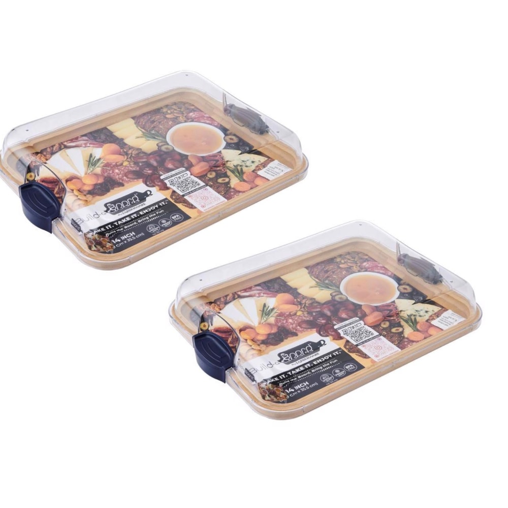 Lifetime Brands Farberware Build a Board Bamboo Board and Serve Tray with lid Pack of 2