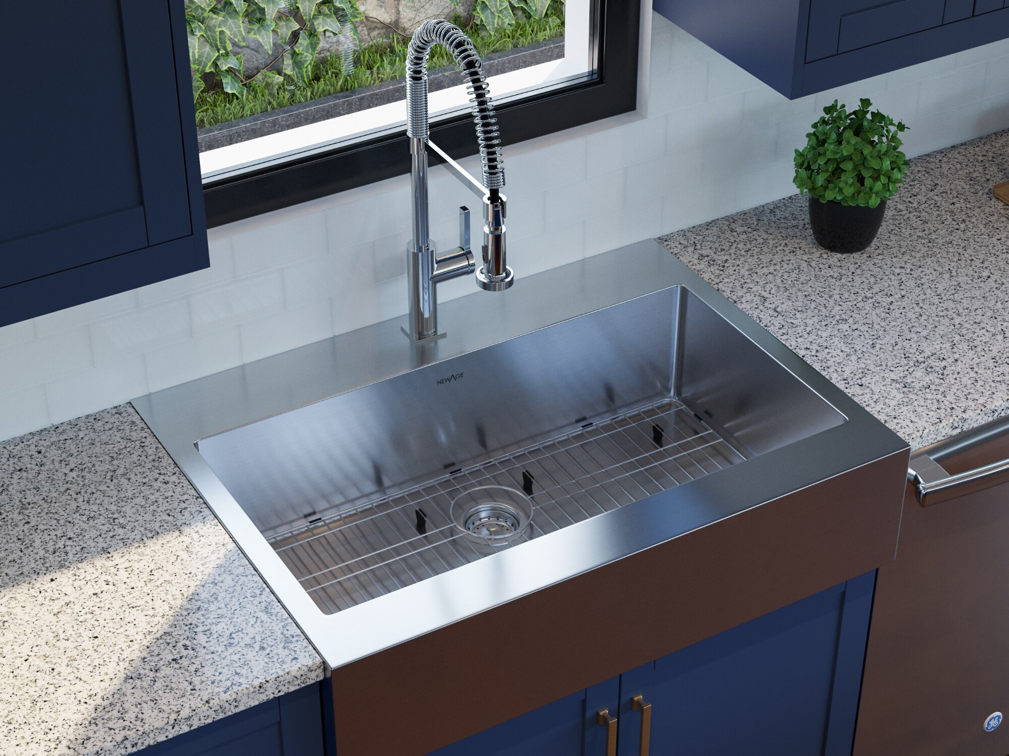 Newage Products Farmhouse Sink Drop In 36 In X 263 In Stainless Steel