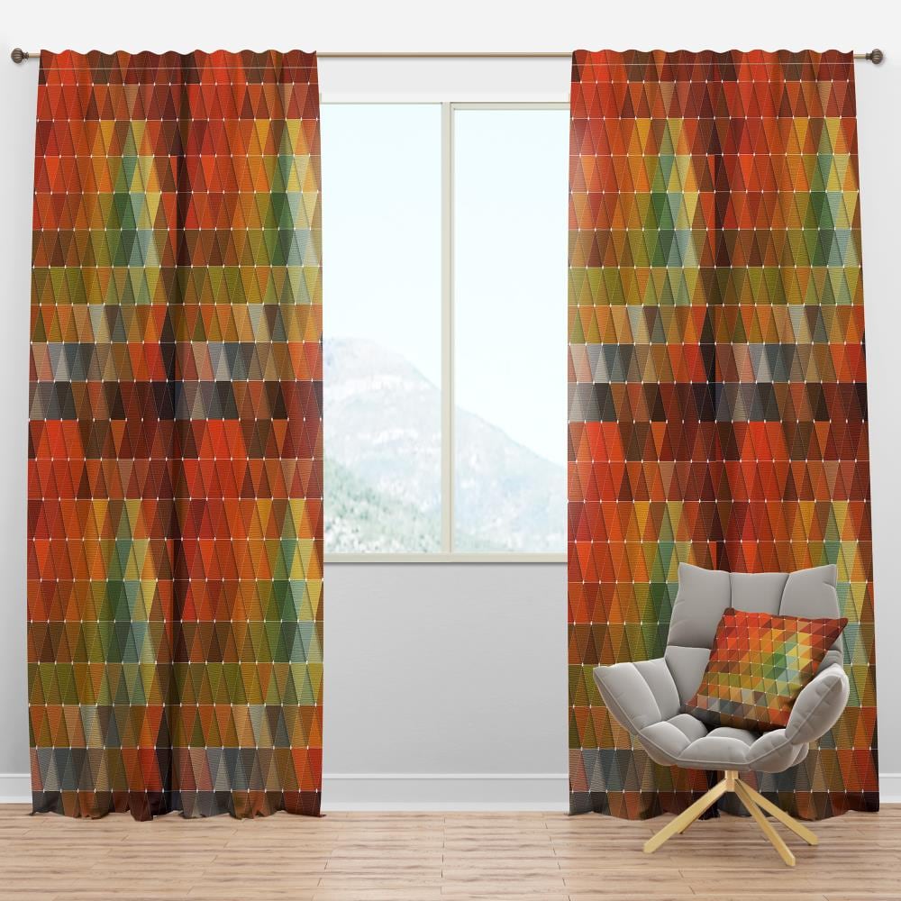 Designart CTN19108-52-90 90-Inches Red Geometric Room darkening Thermal lined Rod pocket Single curtain panel