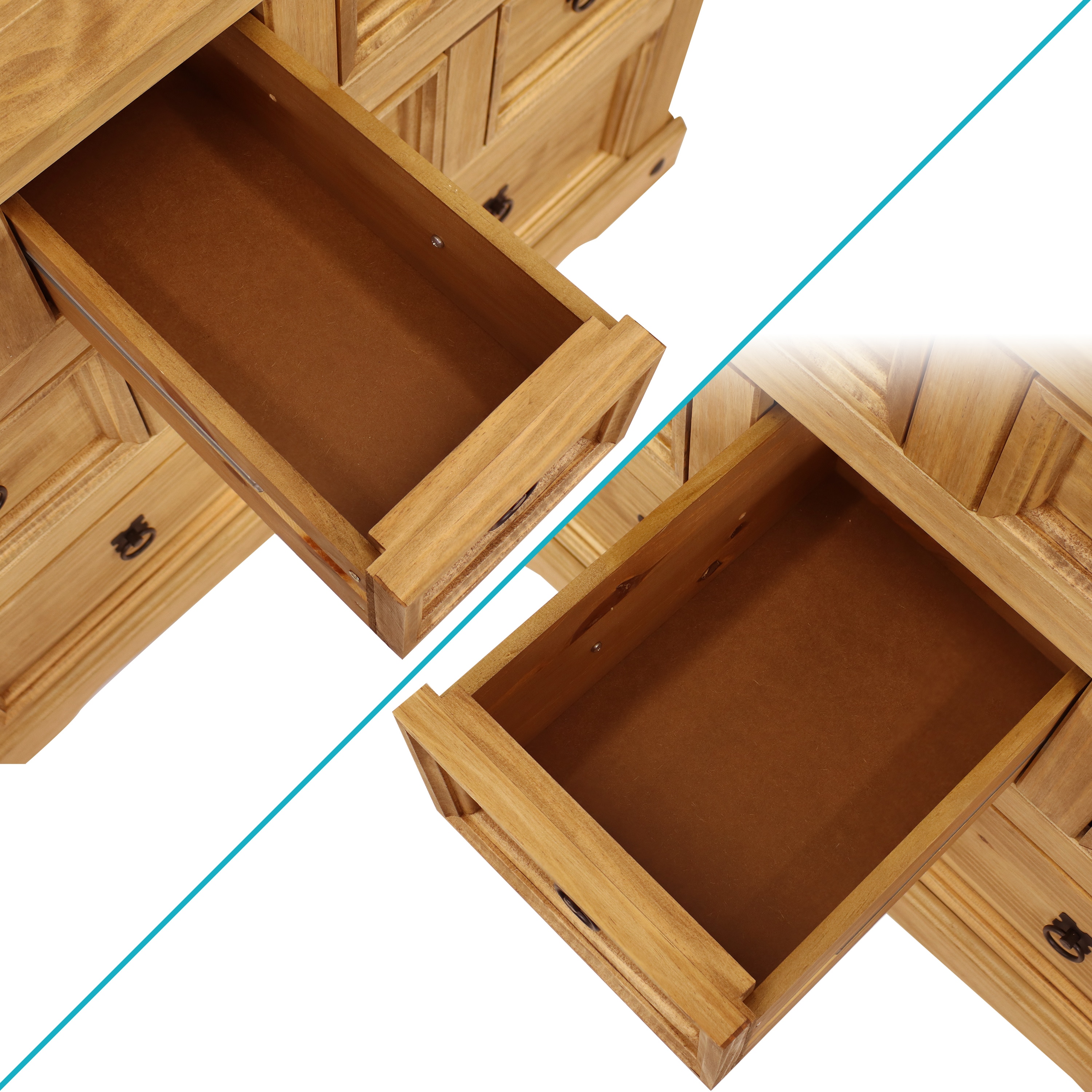 Sunnydaze Light Brown Pine 9-Drawer Farmhouse Chest
