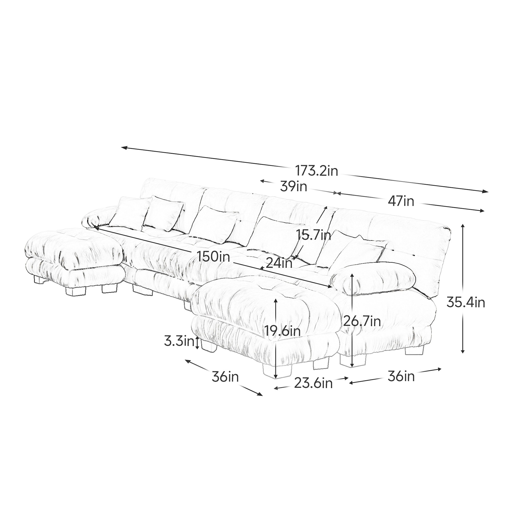 SINOFURN SYA020303GY Sofas-Loveseats - View #6