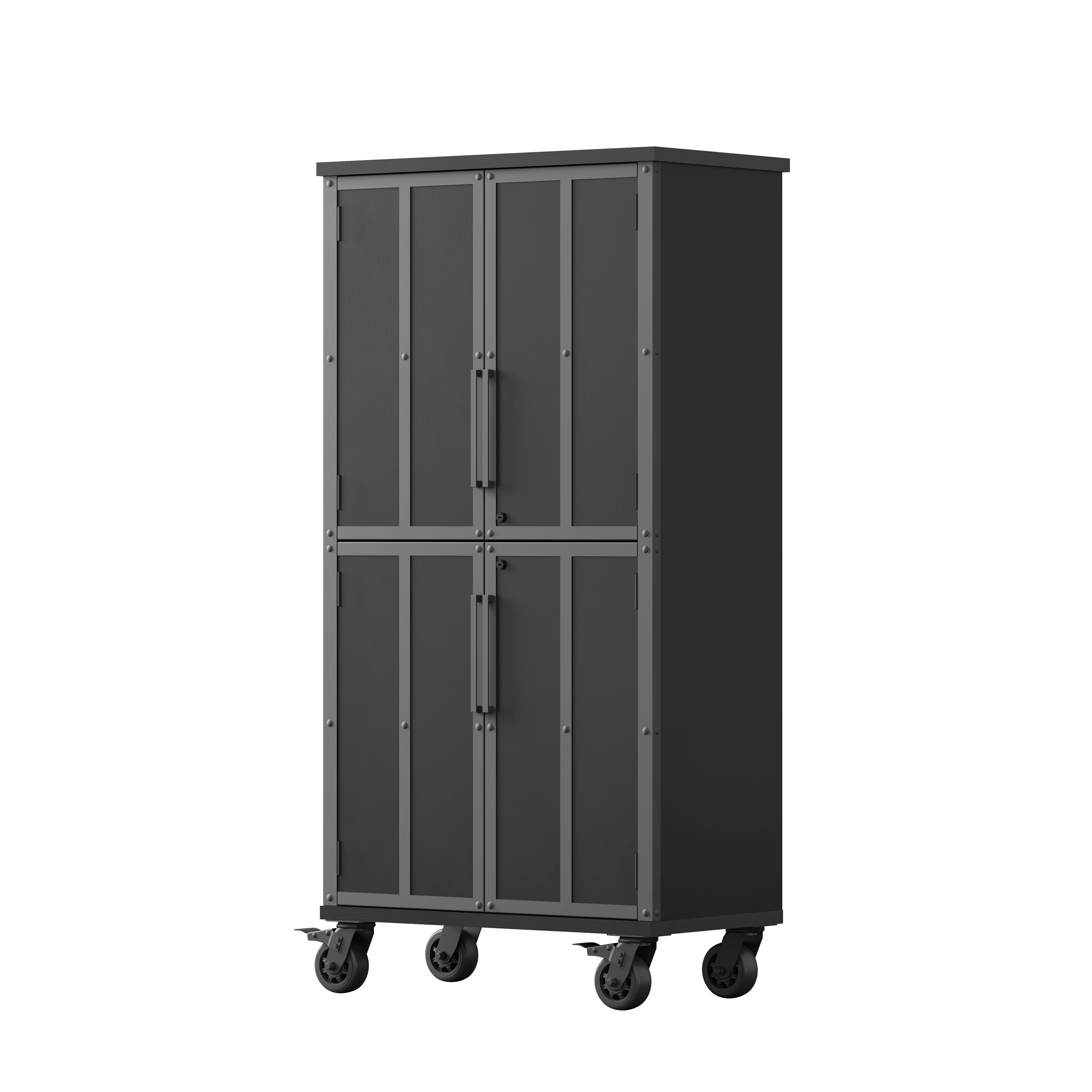 Keoki Composite Wood Freestanding or Wall-mounted Garage Cabinet in Black (36-in W x 72-in H x 20-in D) | - Scott Living SL36WBKK-4