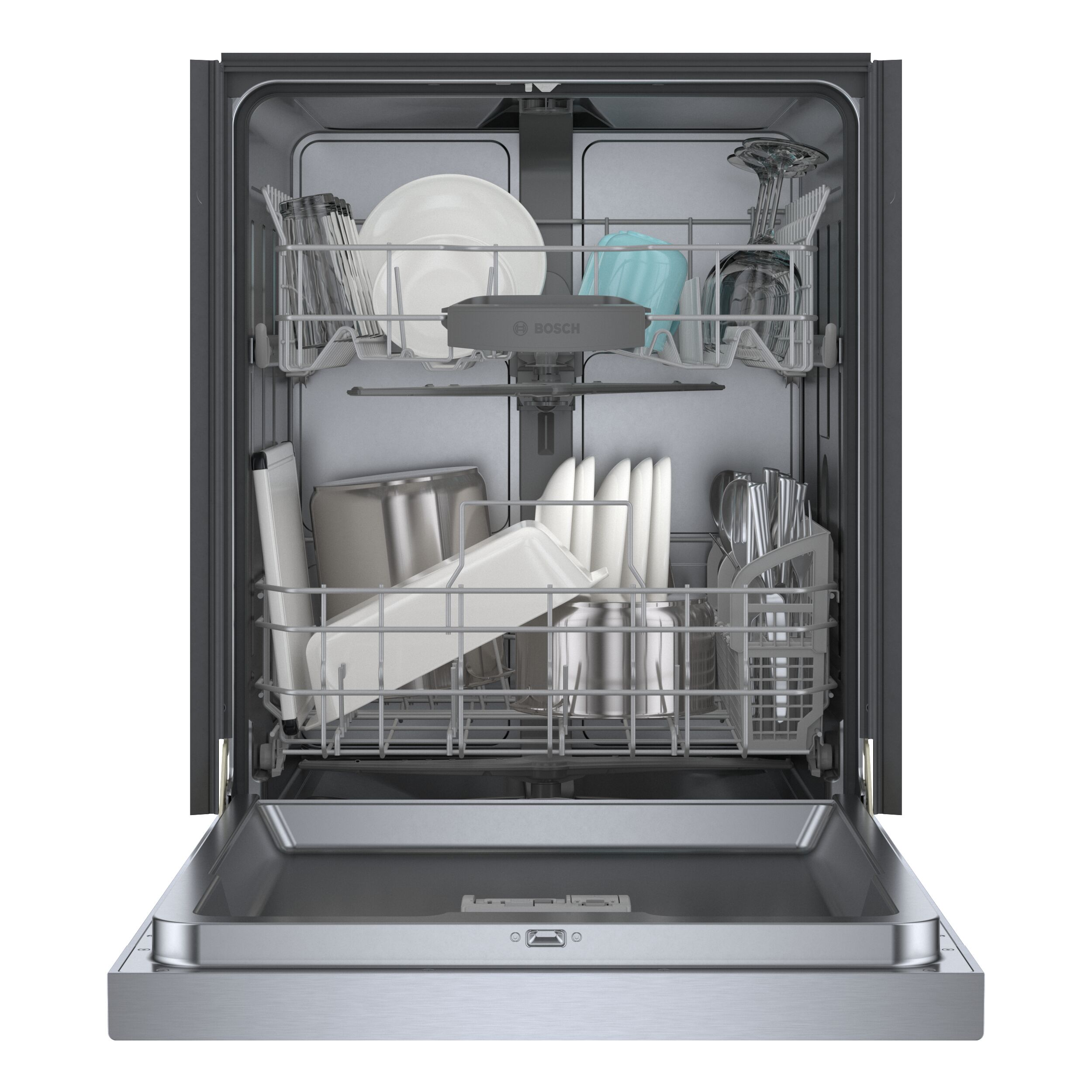 Bosch 300 Series 24-in Front Control Smart Built-In Dishwasher (Stainless Steel), 48-dBA Very Quiet Sound Level