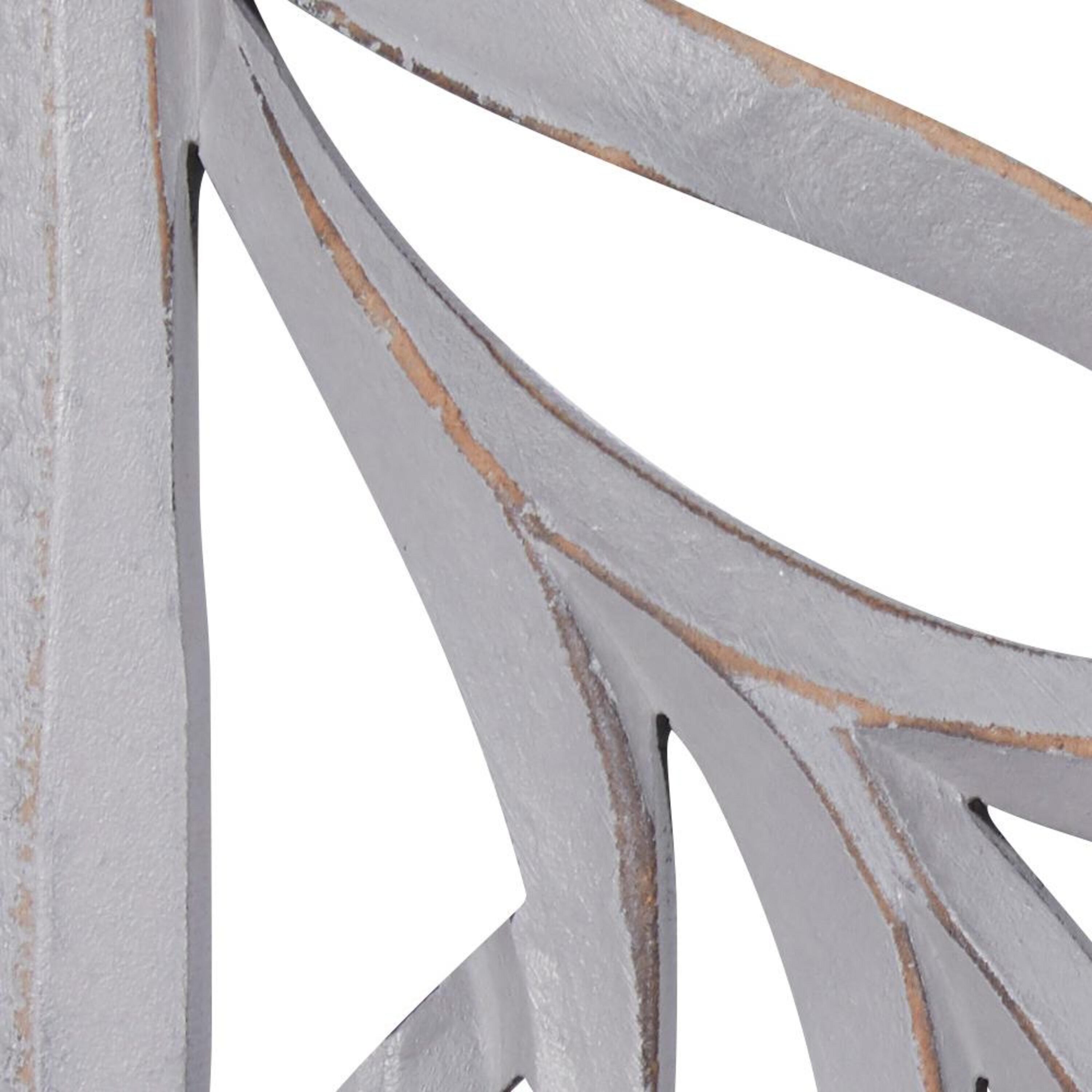 Gray Hand-Carved Abstract Wood Wall Panels, Set of 2