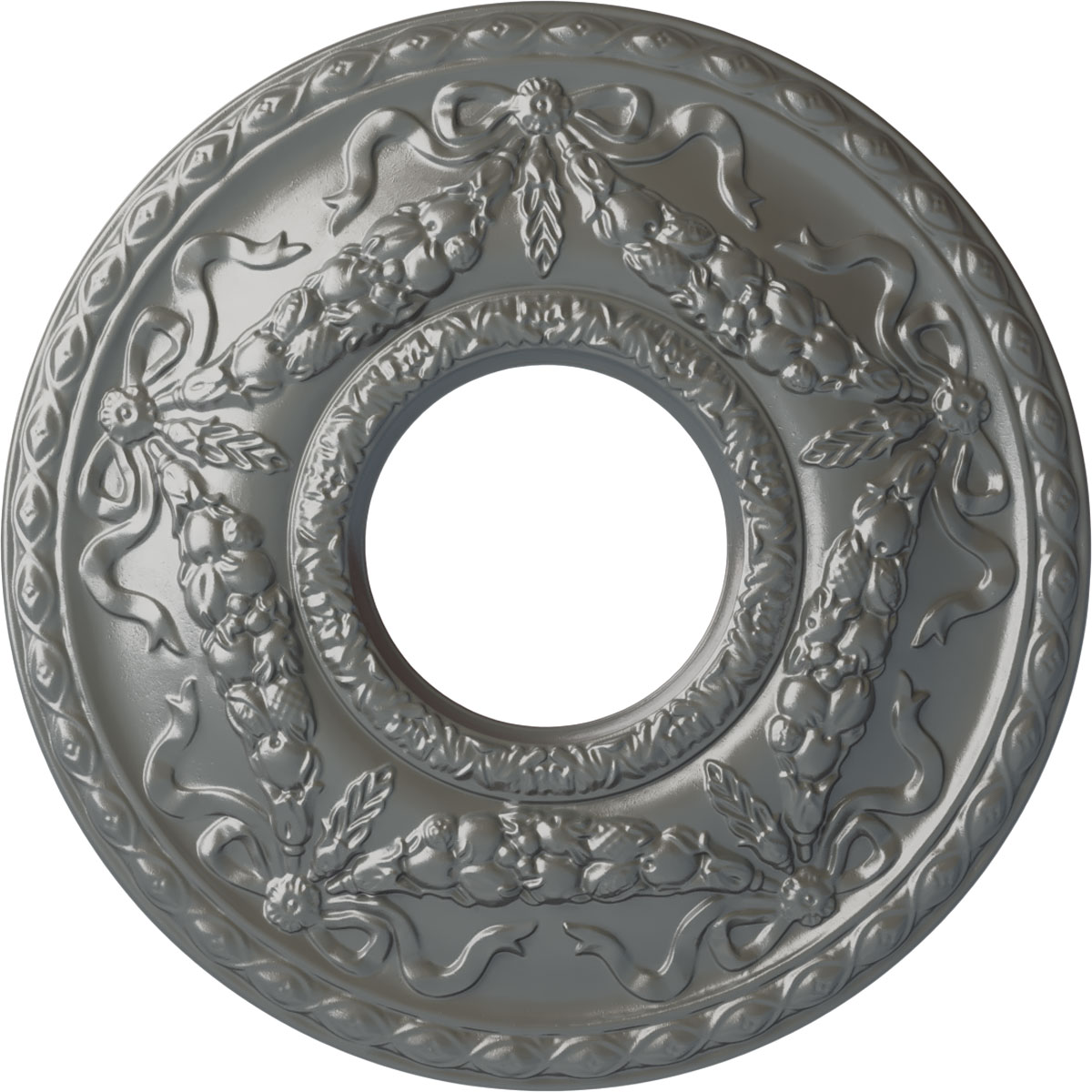 Ekena Millwork CM26HUSLS Hurley 22.125-in W x 22.125-in L Painted Silver Polyurethane Whole Ceiling Medallion