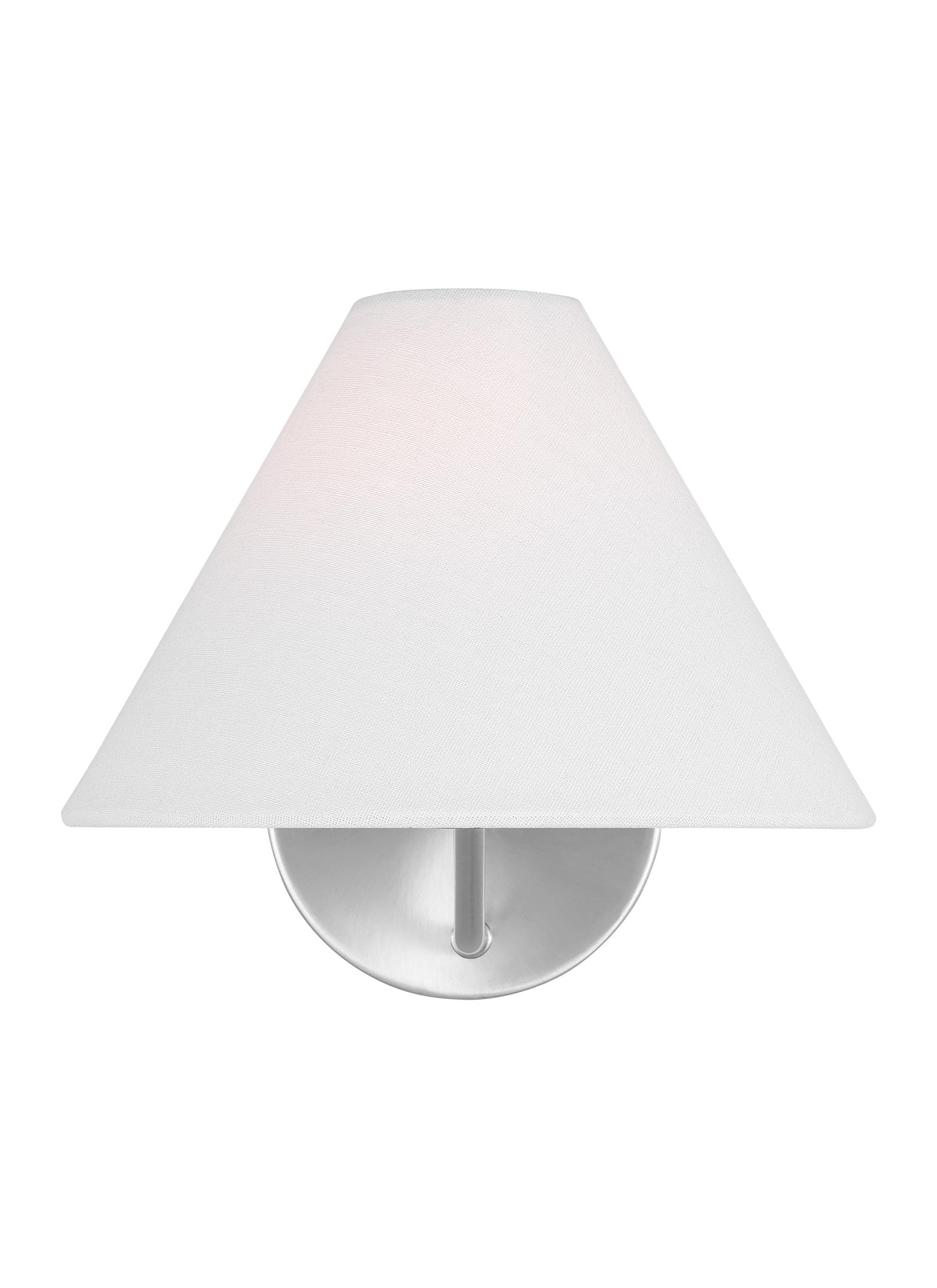 Burke Brushed Steel 1-Light Wall Sconce with White Linen Shade