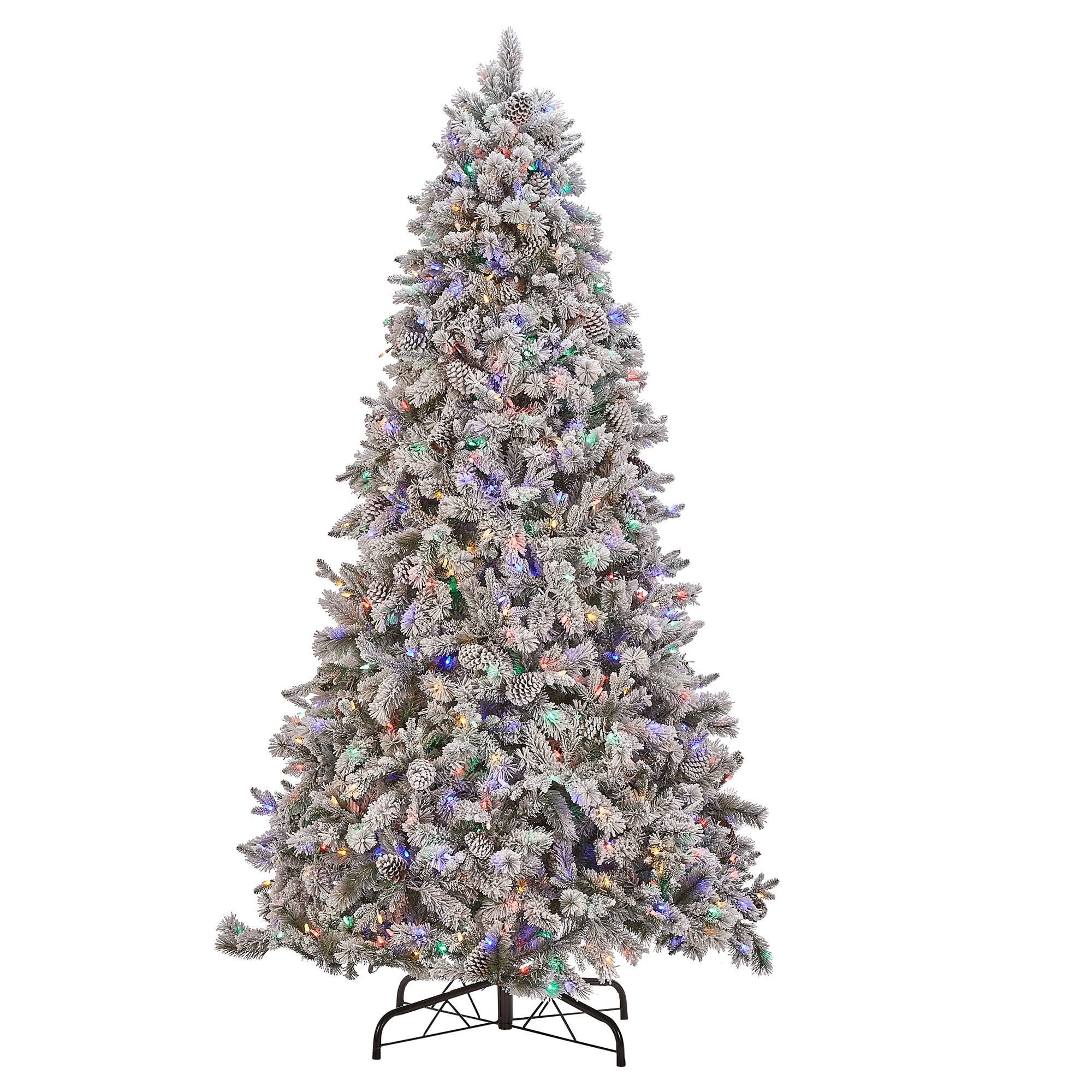 Holiday Living 9 Ft Albany Pine Pre Lit Flocked Artificial Christmas Tree With Led Lights At