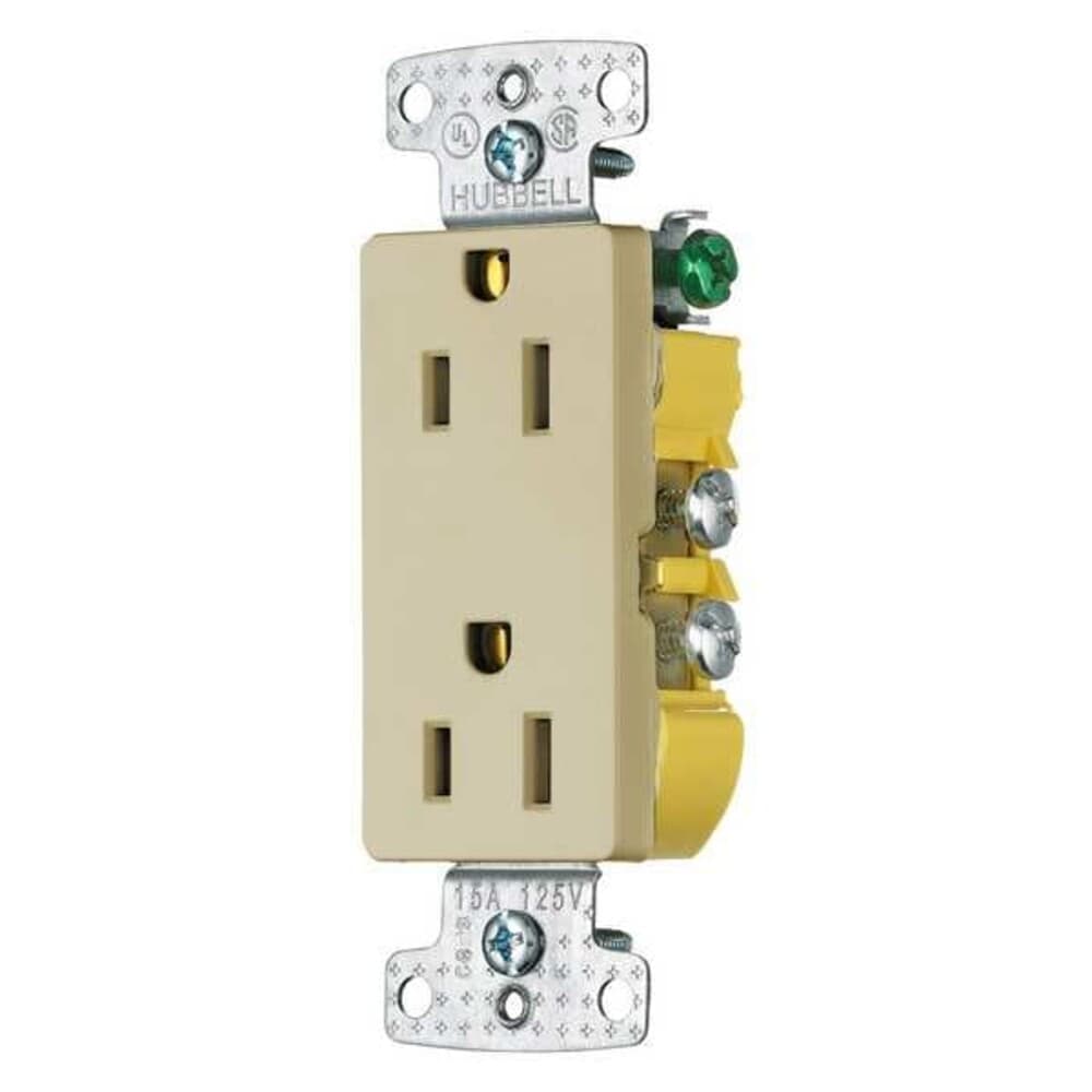 Hubbell  Wiring Device-Kellems Straight Blade Receptacle 5-15R 15 A 125V AC 2 Pole 3 Wire Flush Mount Grounded