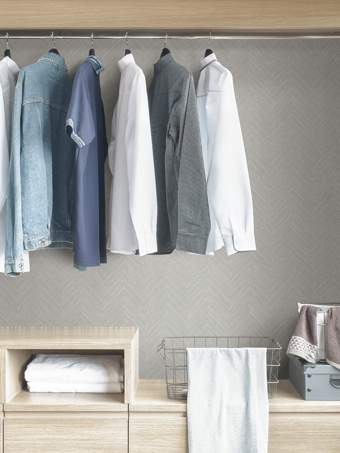Gray Chevron 3D Self-Adhesive Removable Wallpaper