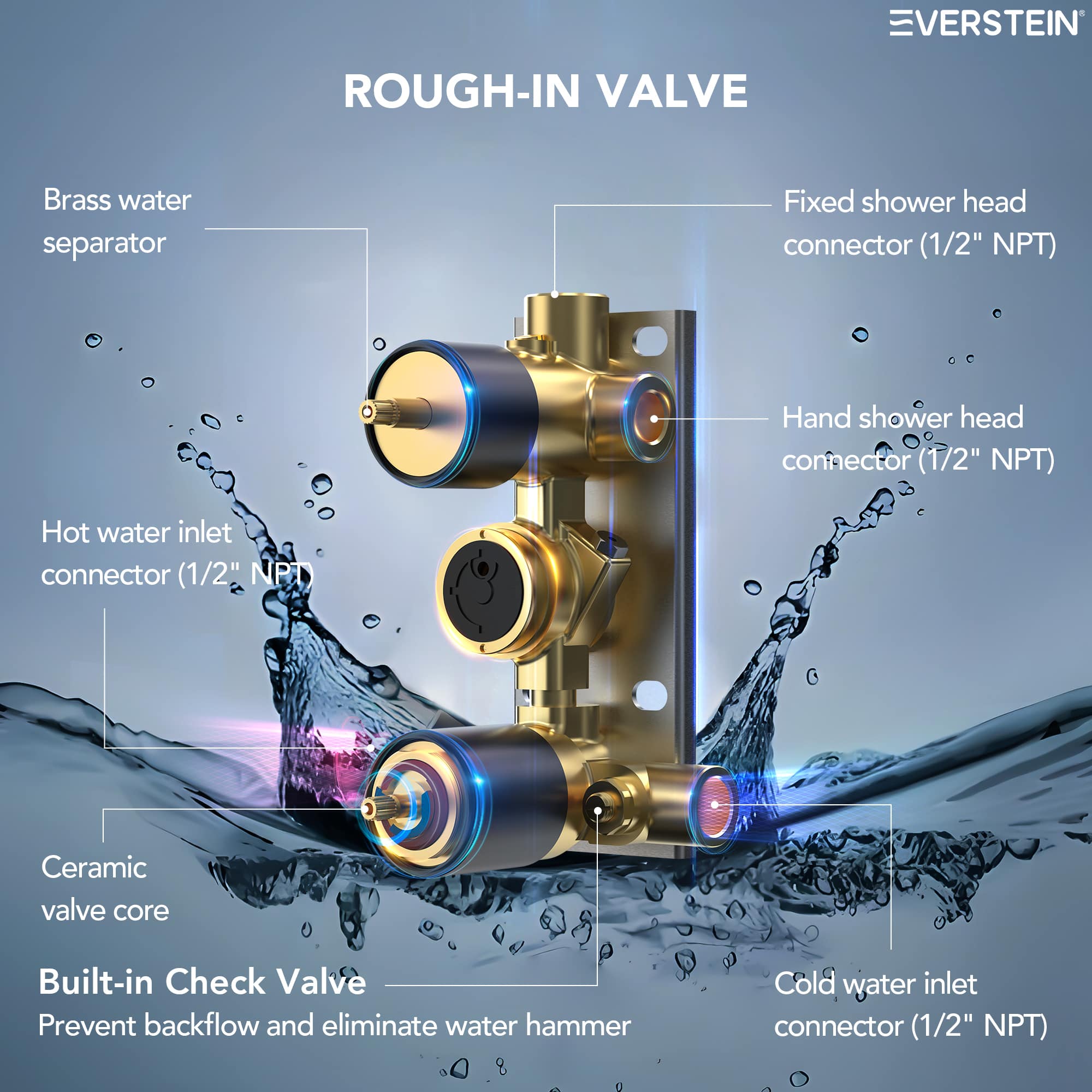 EVERSTEIN SFS-1033-BK12 Tub-Shower-Faucets - View #6