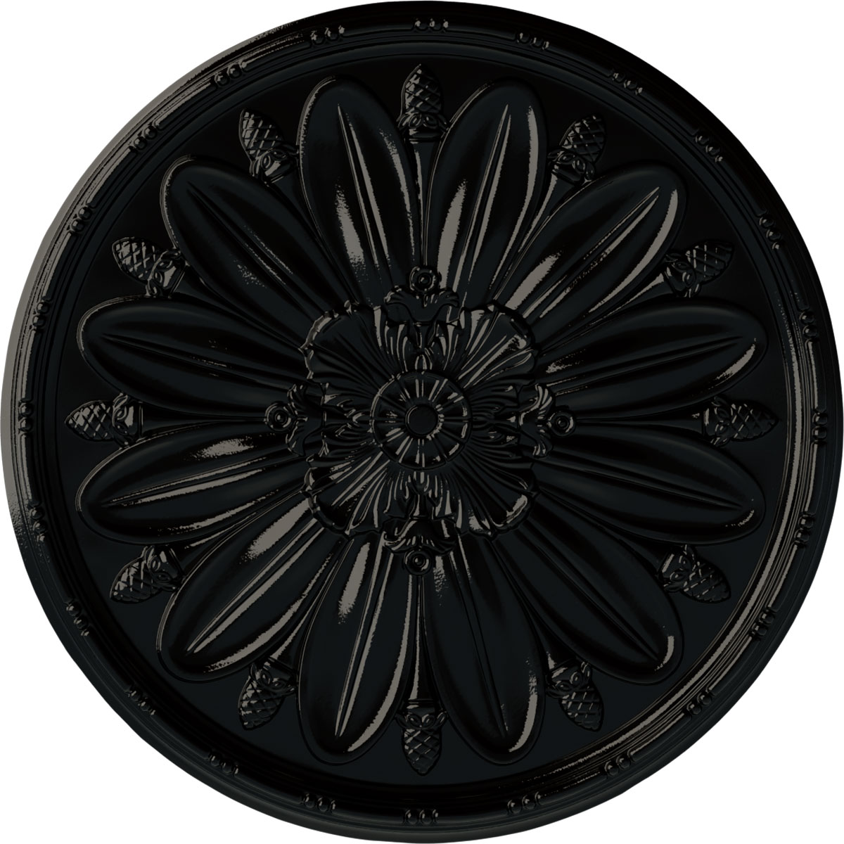 Ekena Millwork CM40DLBPS Delfina 40-in W x 40-in L Painted Black Pearl Polyurethane Whole Ceiling Medallion