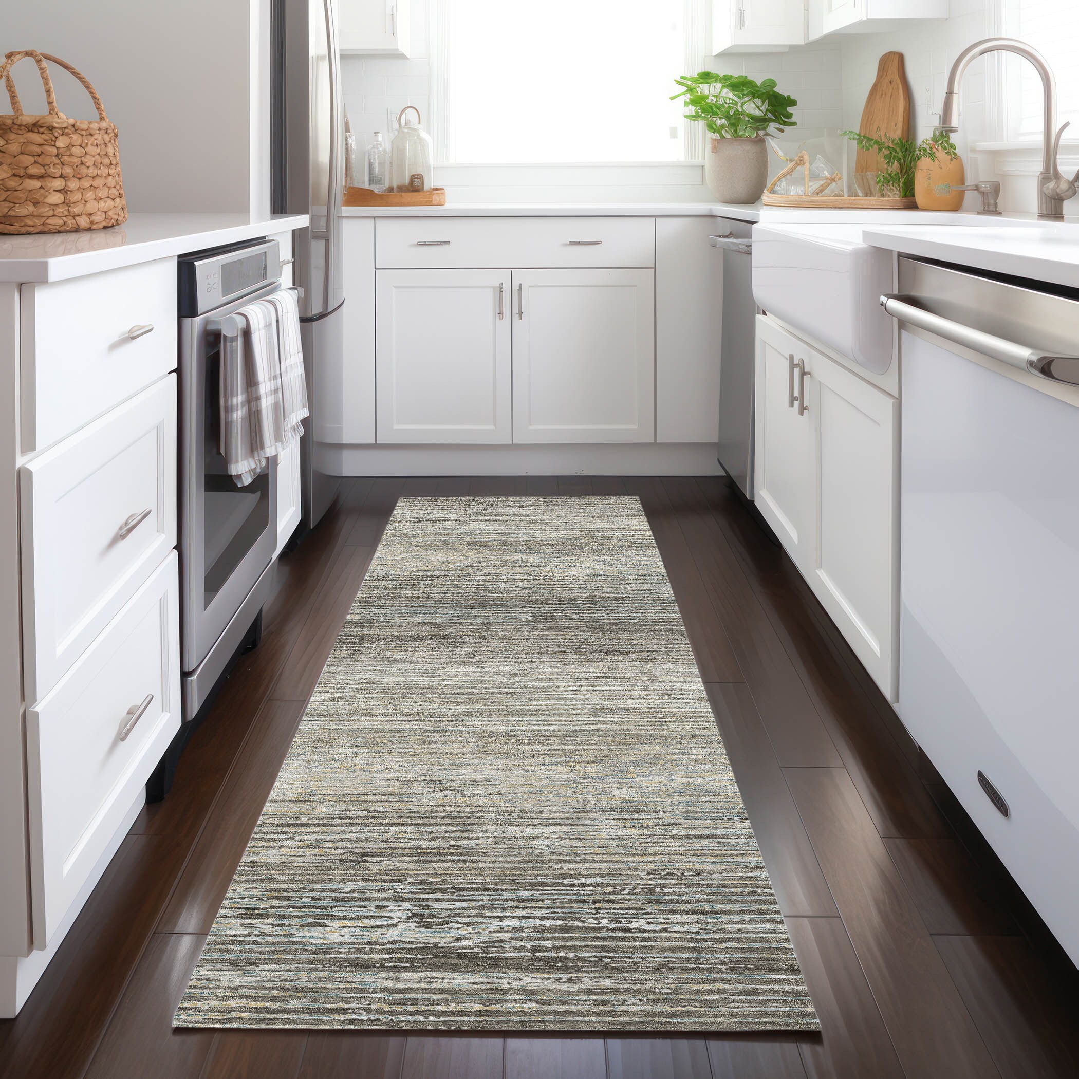 Addison Rugs ACN1271TP2X8 Chantille ACN1271TP 2 x 7 (ft) Polyester Taupe Rectangular Indoor/Outdoor Geometric Machine washable Runner rug