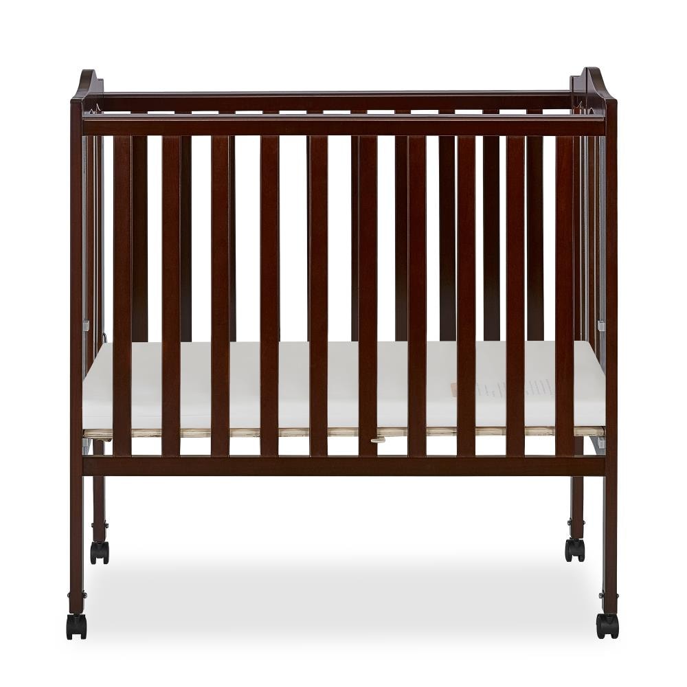 Dream On Me 2-in-1 Espresso Crib with Casters | Lightweight Folding Portable Crib | Traditional Style | Espresso Finish | JPMA Certified in Brown -  681-E