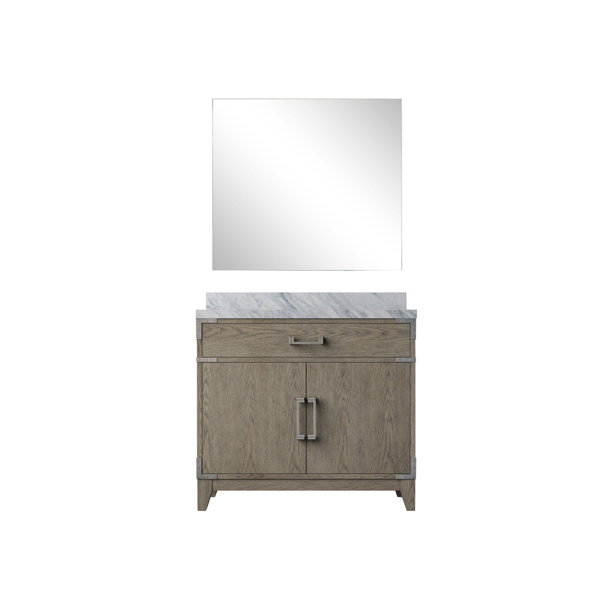 Lexora LVW36SR110 Wilton 36-in Grey Oak Undermount Single Sink Bathroom Vanity with White Carrara Marble Top (Mirror Included)
