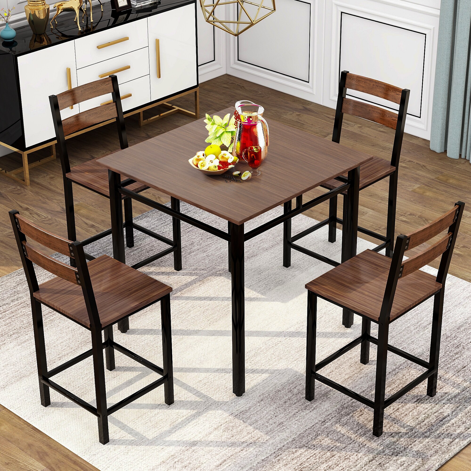 CASAINC Dining room set Vintage Oak Contemporary/Modern Dining Room Set ...