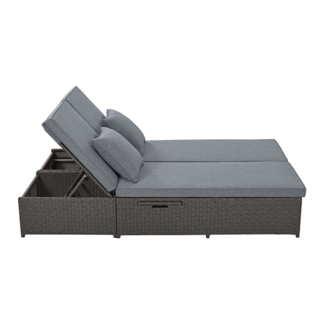 Damerin N7CS37 Rattan Patio Sofa Conversation Set with Gray