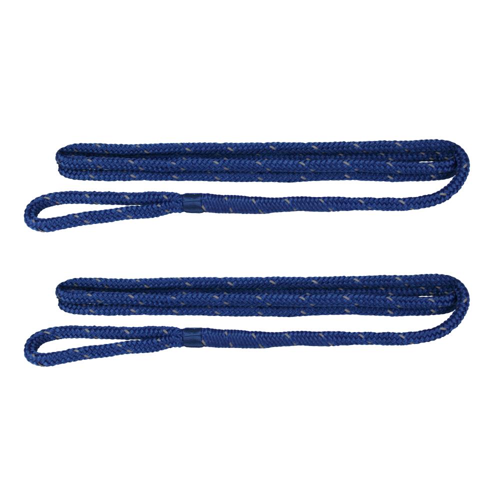 Extreme Max 3006.2606 Premium Double Braid Nylon Fender Line 2-Pack- 3/8-in x 6-ft, Blue with Reflective Tracer