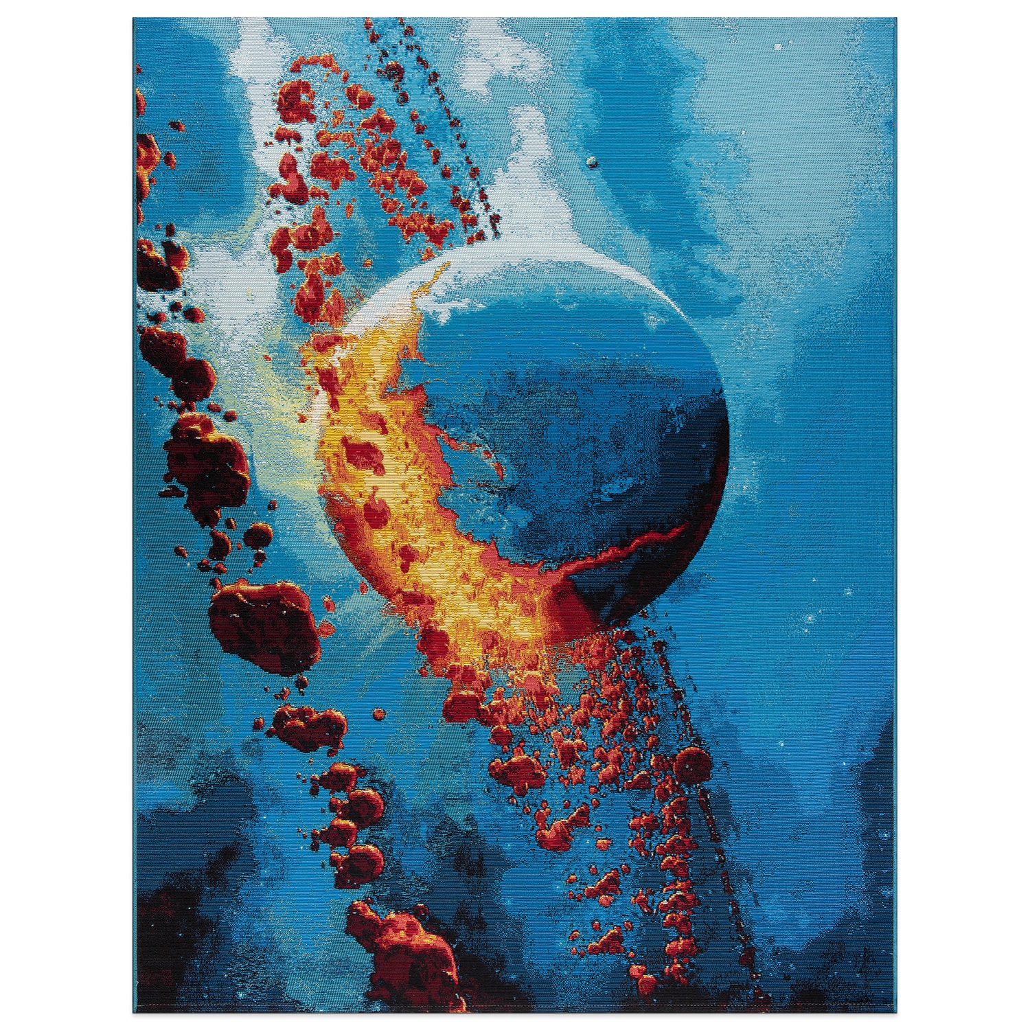 Galactic Wonder Blue and Red Synthetic Area Rug 5' x 7'